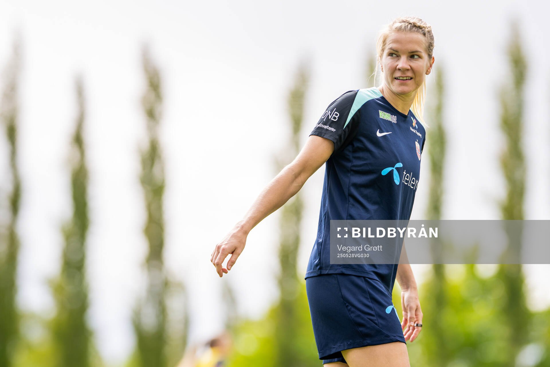 Ada Hegerberg of the Norwegian women's national football team during a training session on May 28, 2025 in Trondheim. 