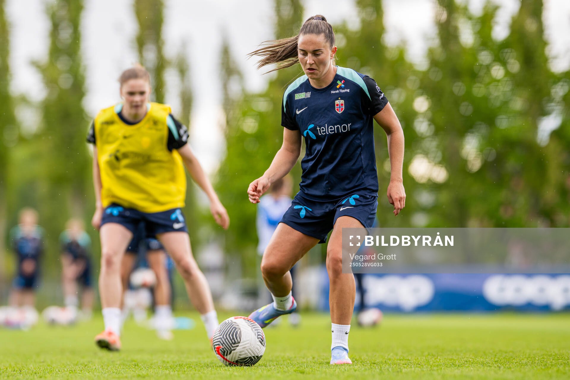 Vilde Bøe Risa of the Norwegian women's national football team during a training session on May 28, 2025 in Trondheim. 