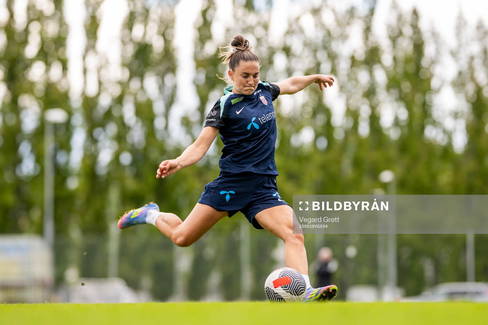 Vilde Bøe Risa of the Norwegian women's national football team during a training session on May 28, 2025 in Trondheim. 