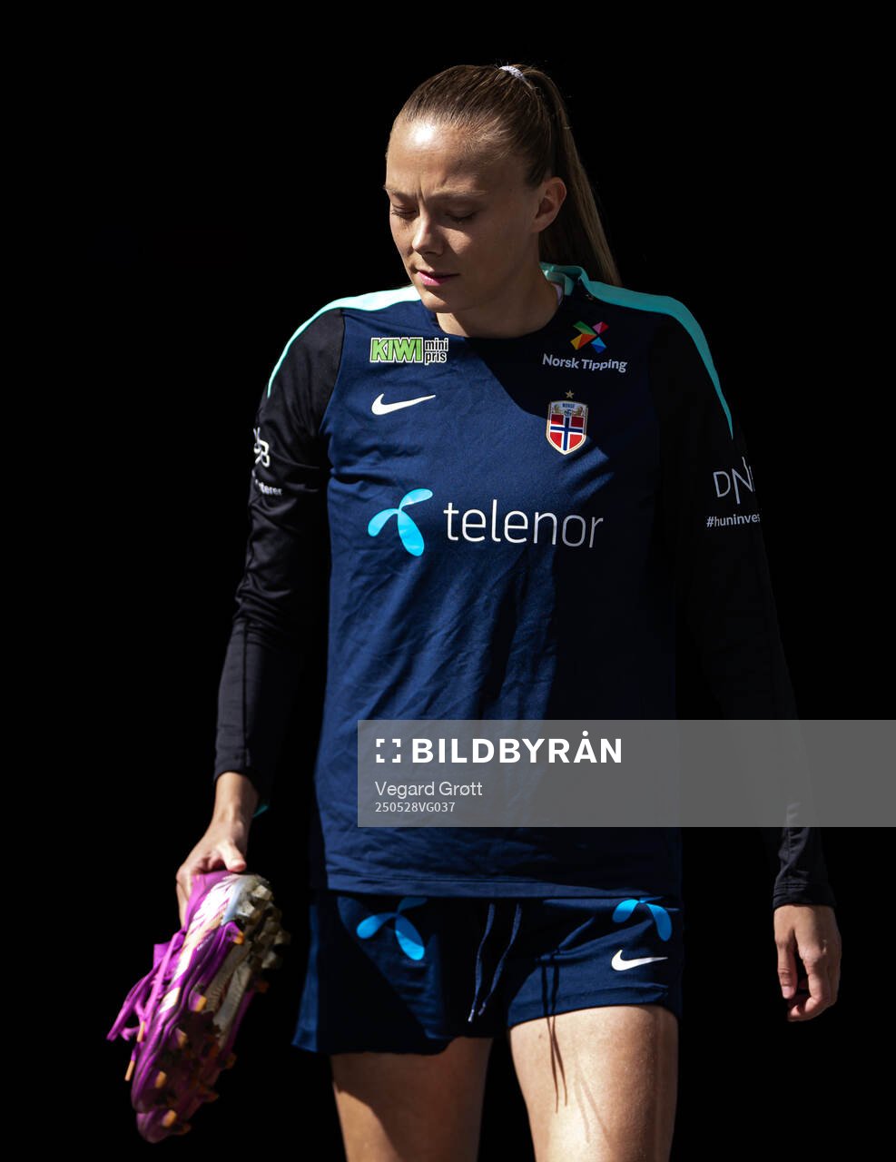 Synne Sofie Kinden Jensen of the Norwegian women's national football team during a training session on May 28, 2025 in Trondheim. 