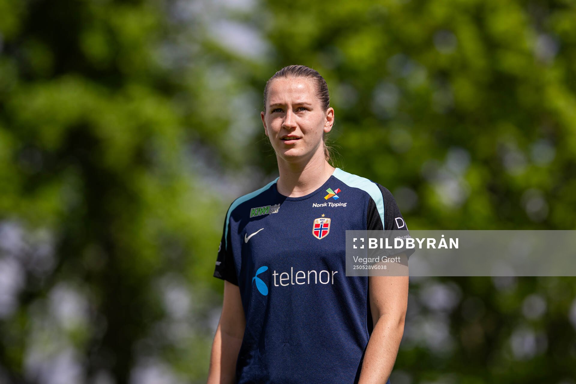 Elisabeth Terland of the Norwegian women's national football team during a training session on May 28, 2025 in Trondheim. 