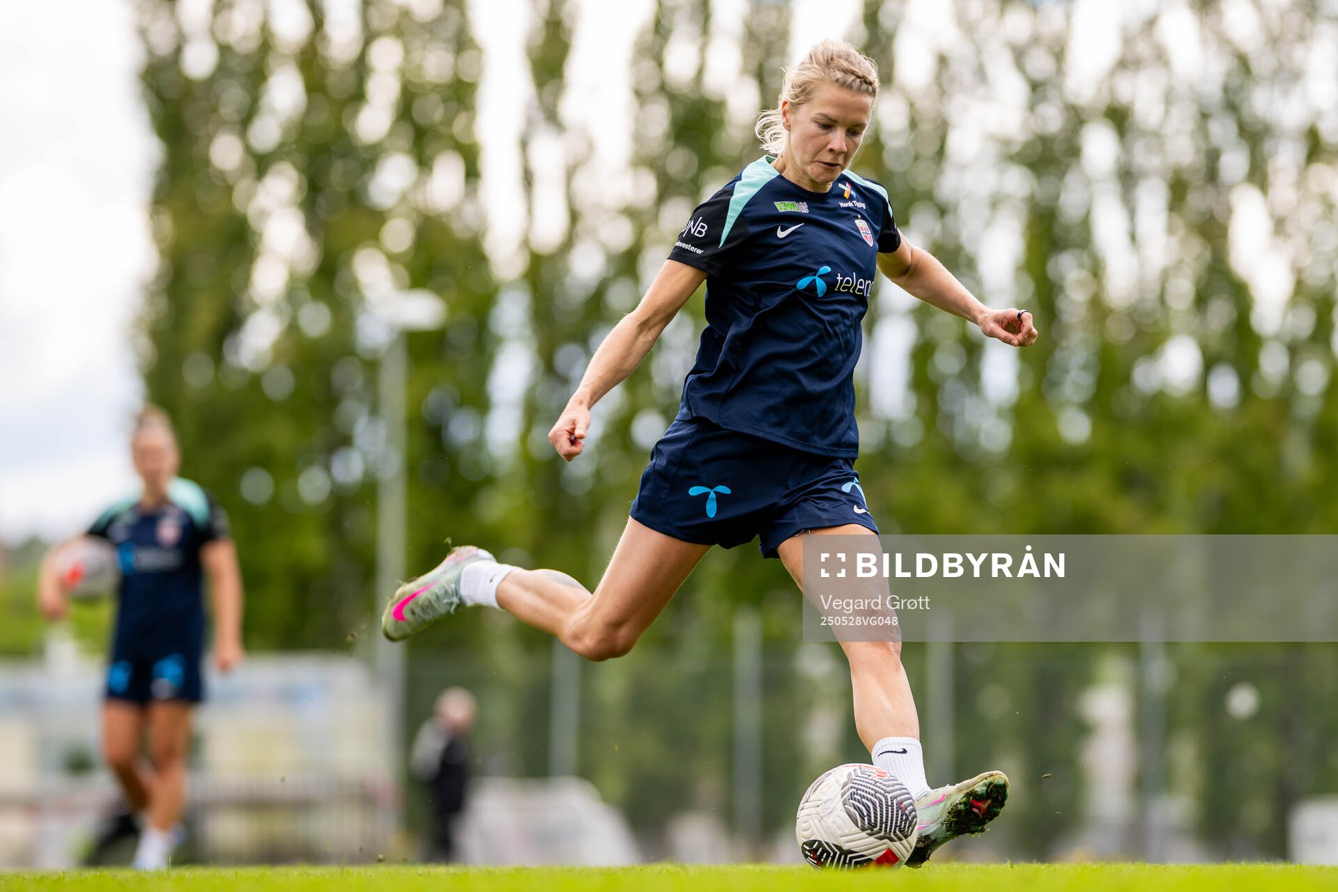 Ada Hegerberg of the Norwegian women's national football team during a training session on May 28, 2025 in Trondheim. 
