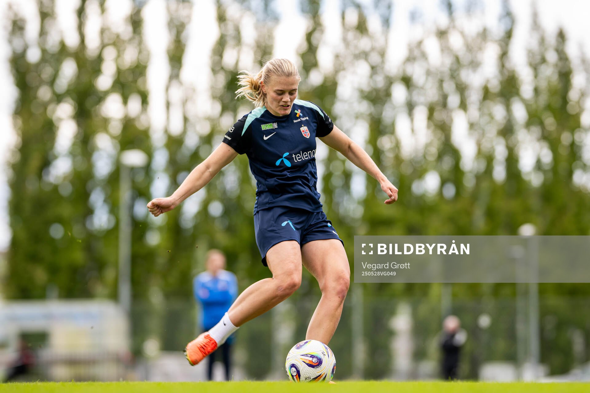 Mathilde Harviken of the Norwegian women's national football team during a training session on May 28, 2025 in Trondheim. 