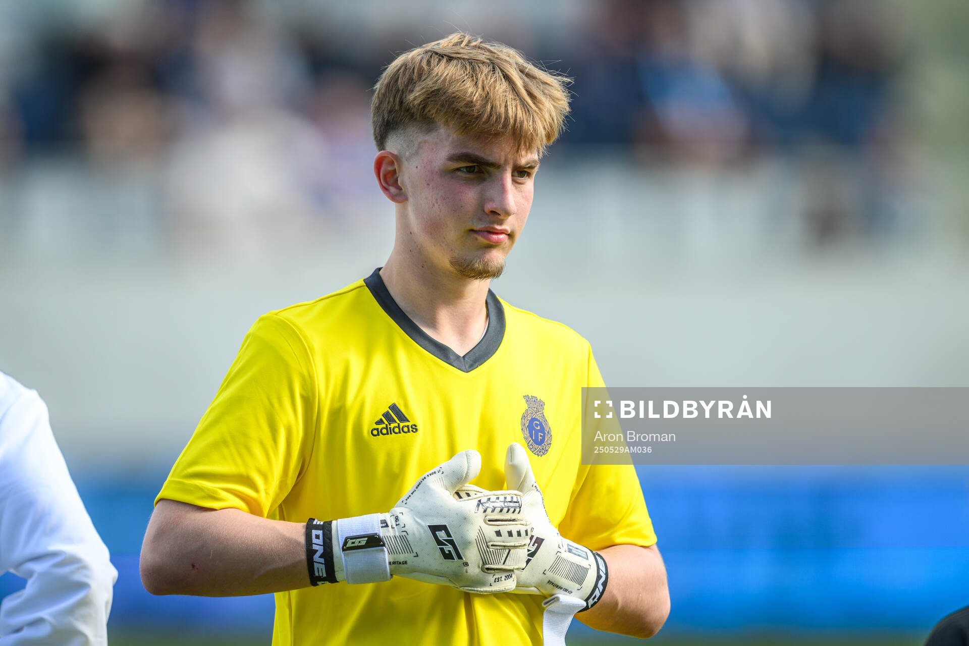 Gefles målvakt Villy Strindlund Larsen inför fotbollsmatchen i Ettan norra mellan Gefle och FC Stockholm den 29 maj 2025 i Gävle. 