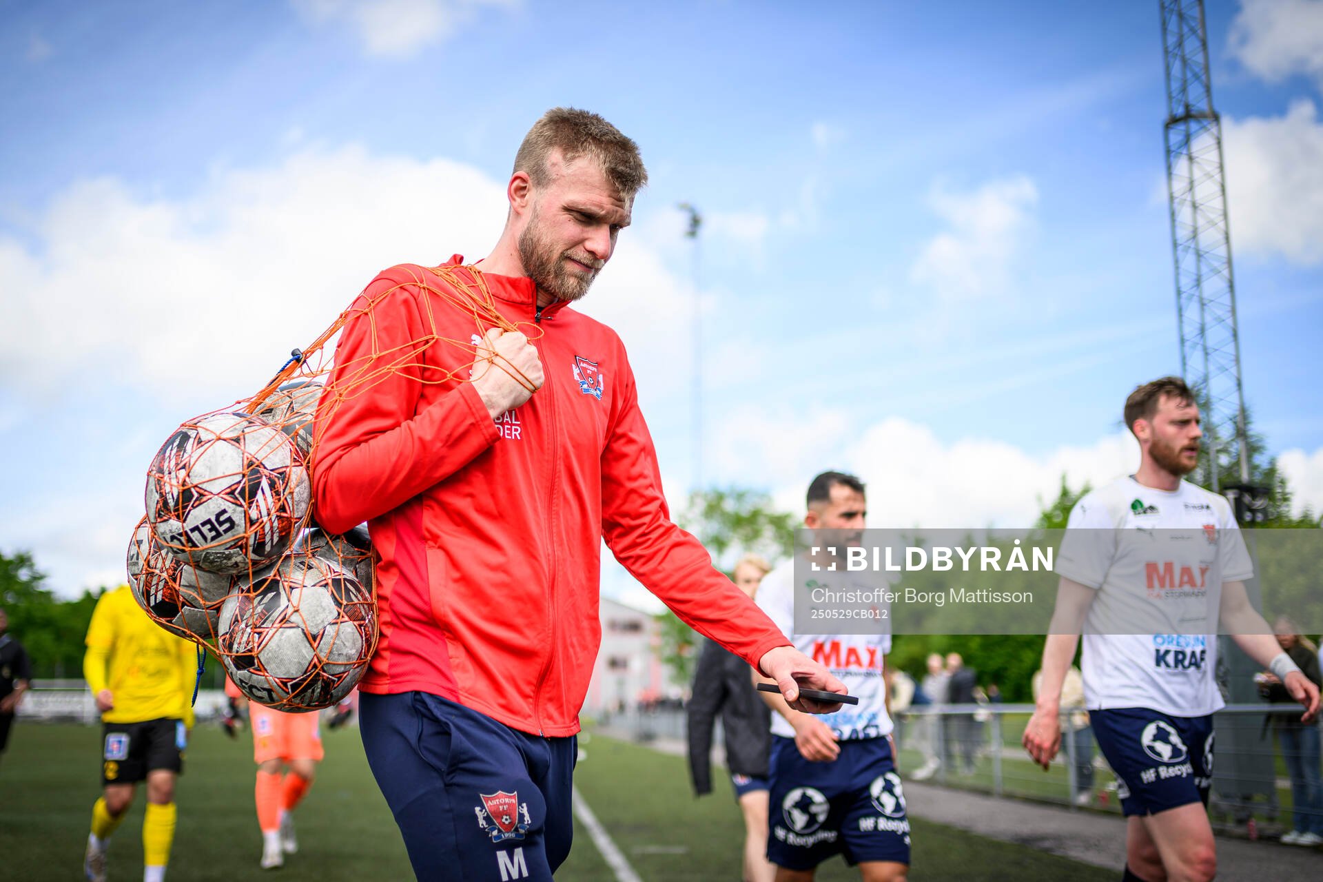 Åstorps Robin Nilsson under fotbollsmatchen i Division 2 Västra Götaland mellan Åstorps FF och Astrio BK den 29 maj 2025 i Åstorp.