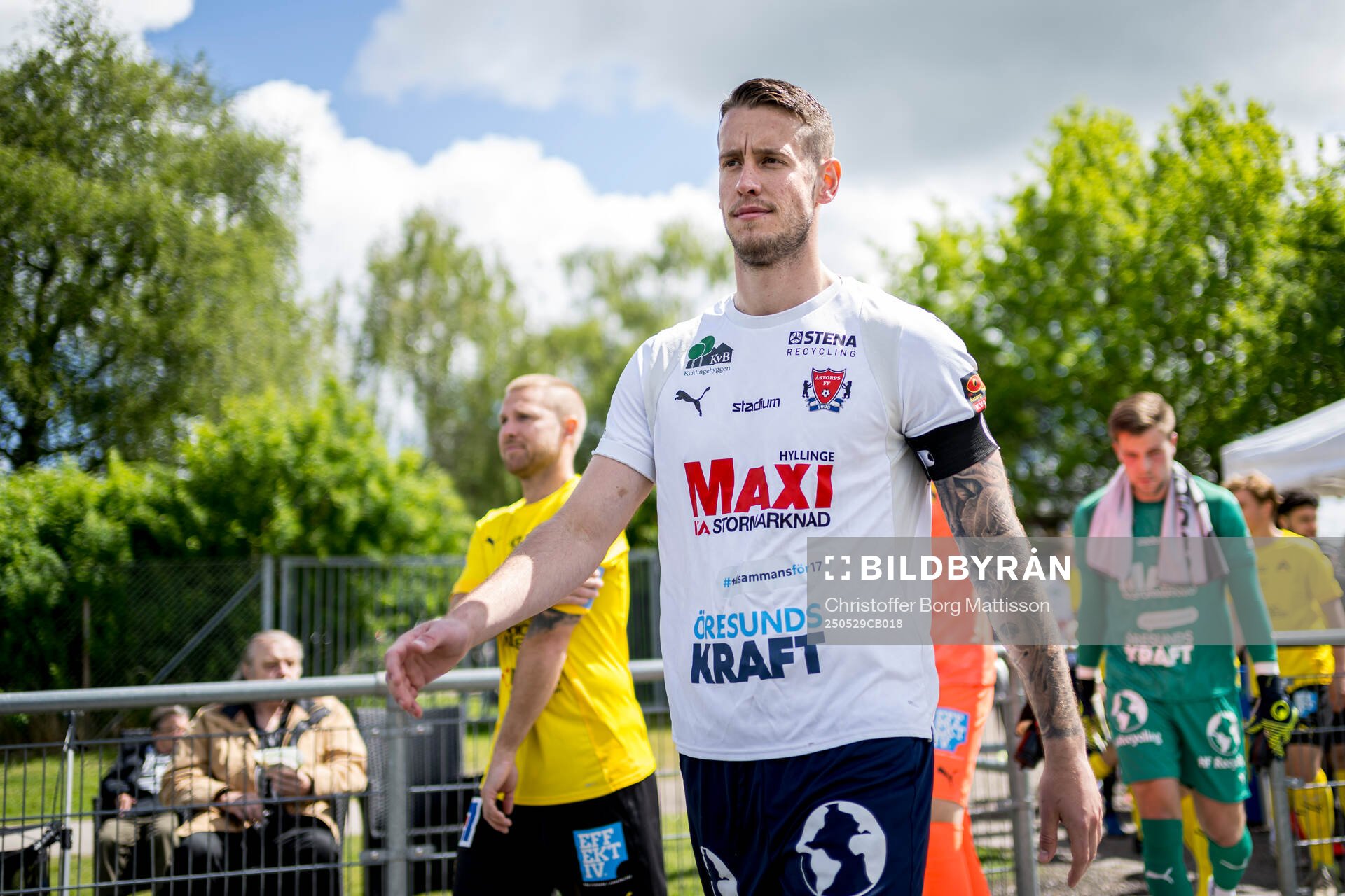 Åstorps Jonathan Roos under fotbollsmatchen i Division 2 Västra Götaland mellan Åstorps FF och Astrio BK den 29 maj 2025 i Åstorp.