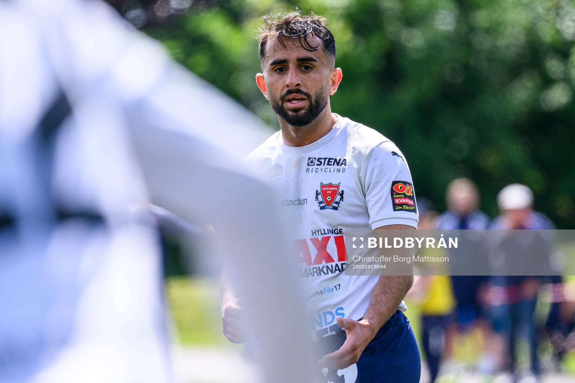 Åstorps Haydil Kret under fotbollsmatchen i Division 2 Västra Götaland mellan Åstorps FF och Astrio BK den 29 maj 2025 i Åstorp.