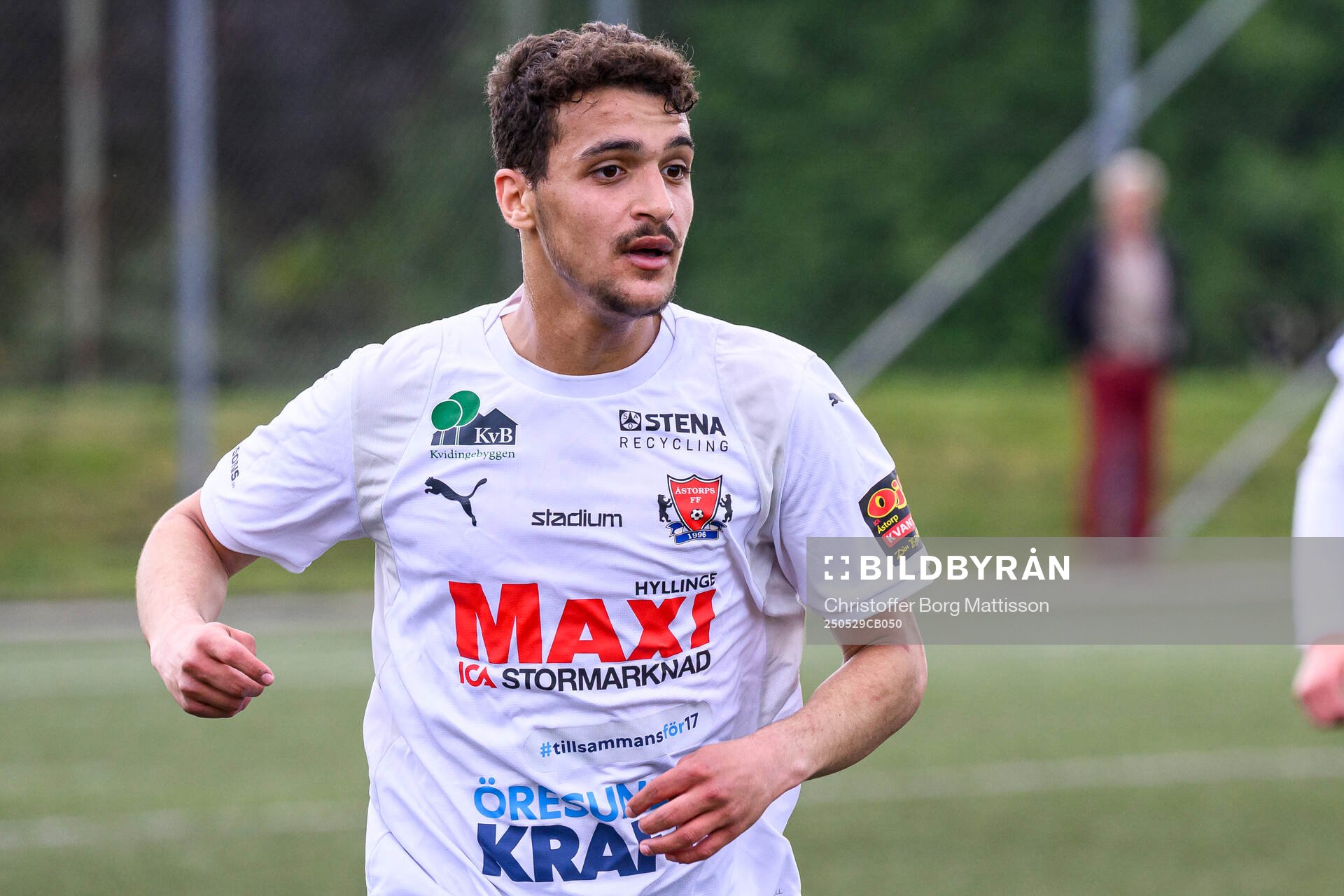 Åstorps Alaa Musleh under fotbollsmatchen i Division 2 Västra Götaland mellan Åstorps FF och Astrio BK den 29 maj 2025 i Åstorp.