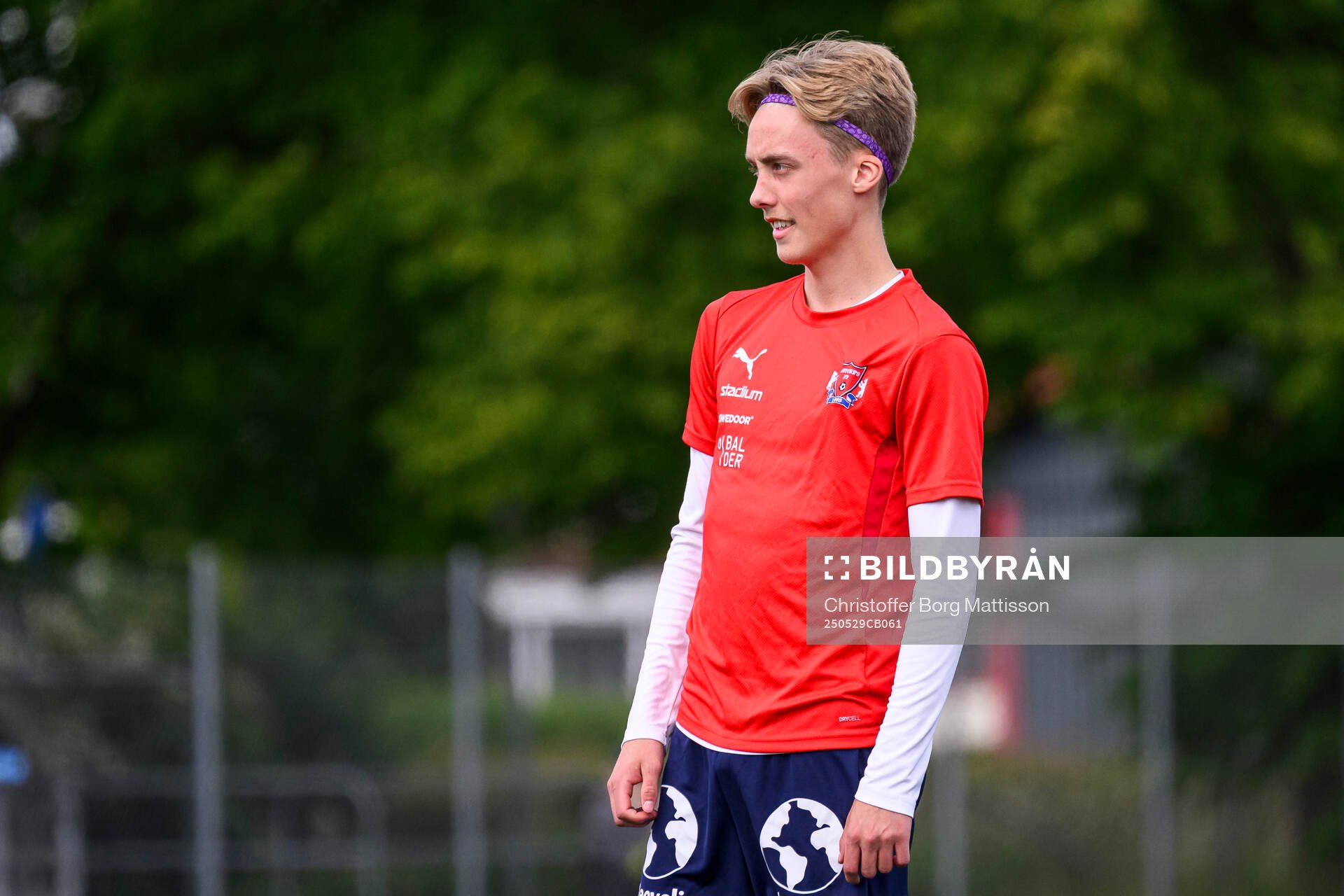 Åstorps Mio Johansson under fotbollsmatchen i Division 2 Västra Götaland mellan Åstorps FF och Astrio BK den 29 maj 2025 i Åstorp. 