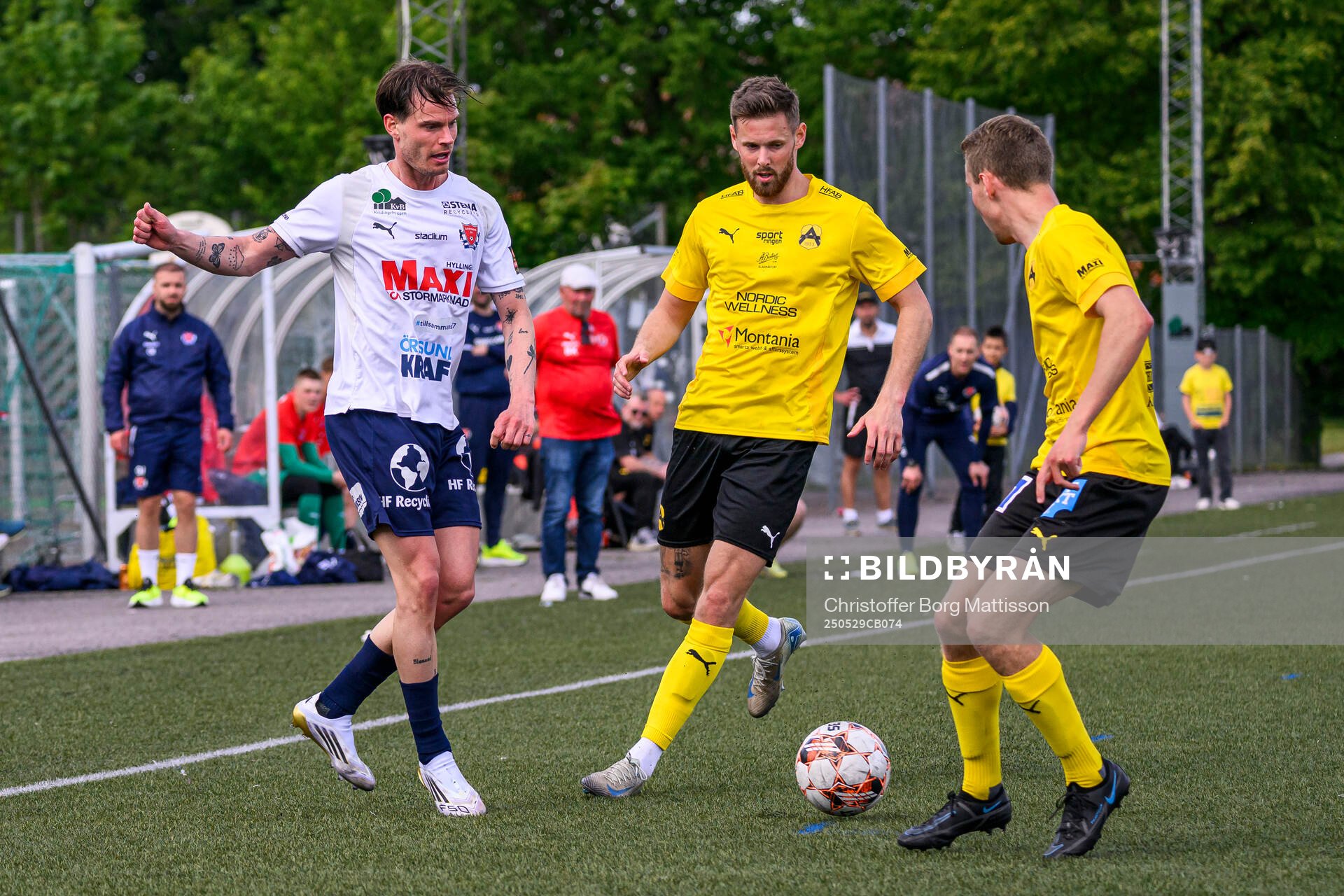 Åstorps Samuel Jonsson under fotbollsmatchen i Division 2 Västra Götaland mellan Åstorps FF och Astrio BK den 29 maj 2025 i Åstorp.