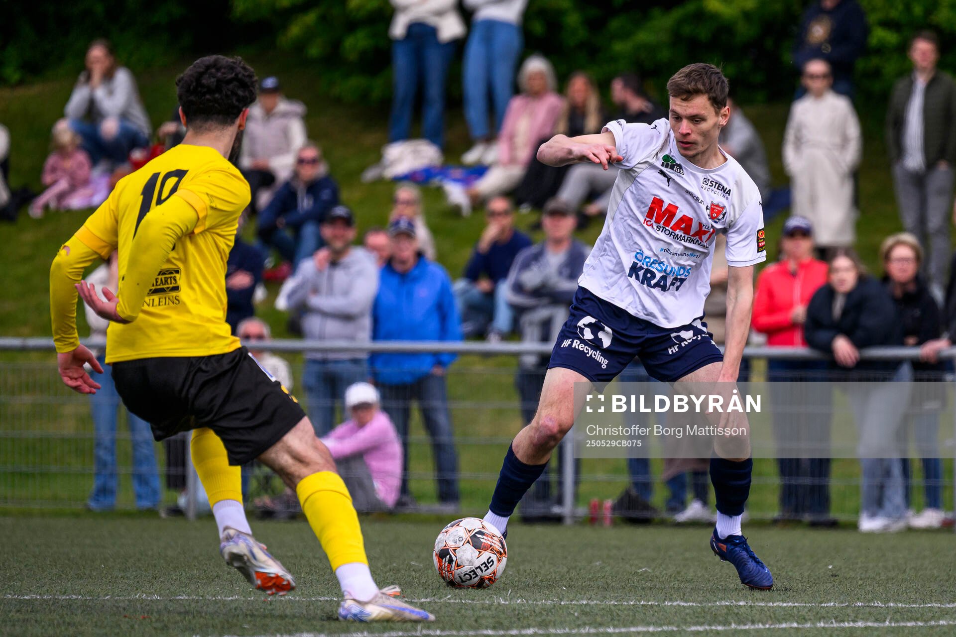 Åstorps Filip Migawa under fotbollsmatchen i Division 2 Västra Götaland mellan Åstorps FF och Astrio BK den 29 maj 2025 i Åstorp.