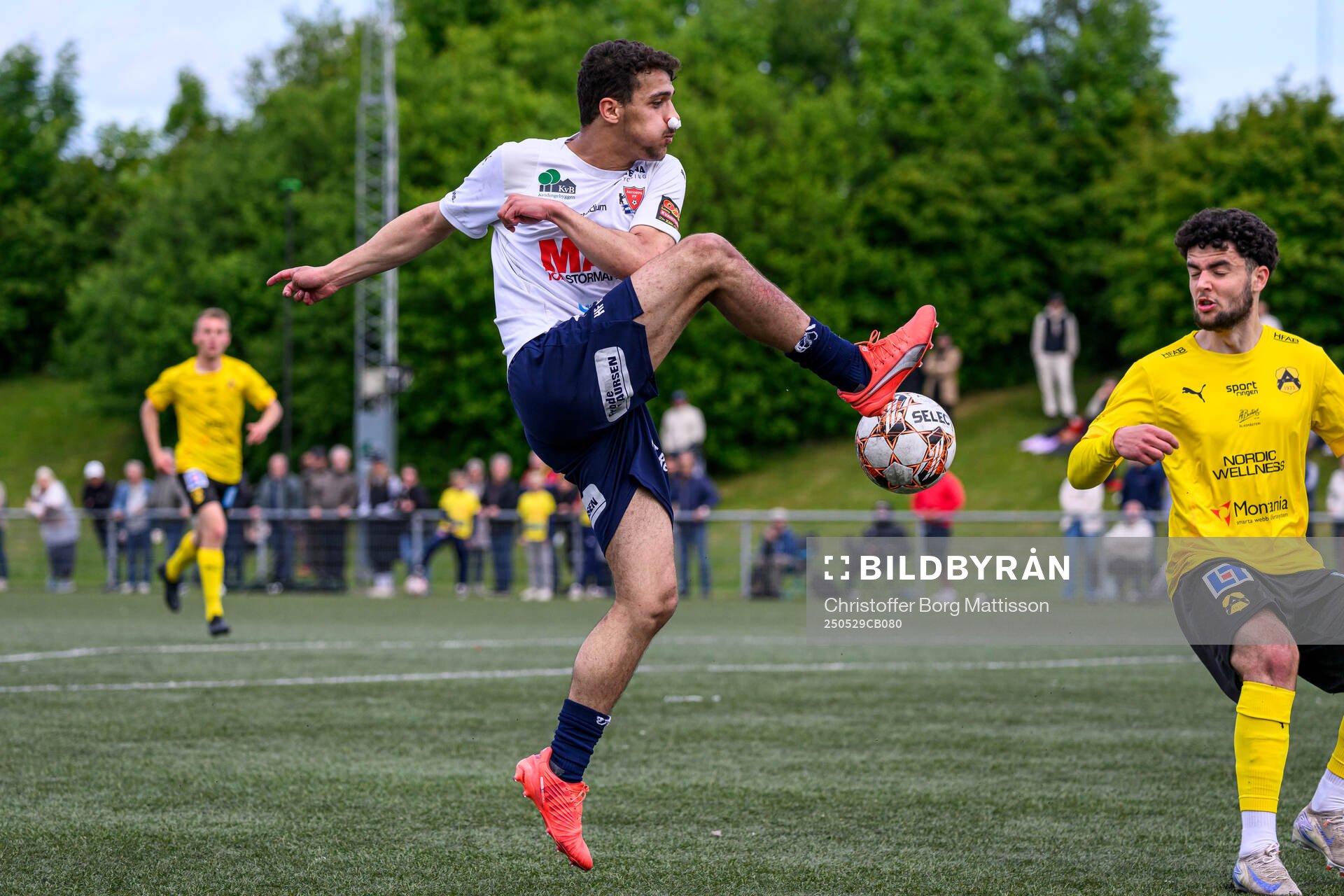 Åstorps Alaa Musleh under fotbollsmatchen i Division 2 Västra Götaland mellan Åstorps FF och Astrio BK den 29 maj 2025 i Åstorp.