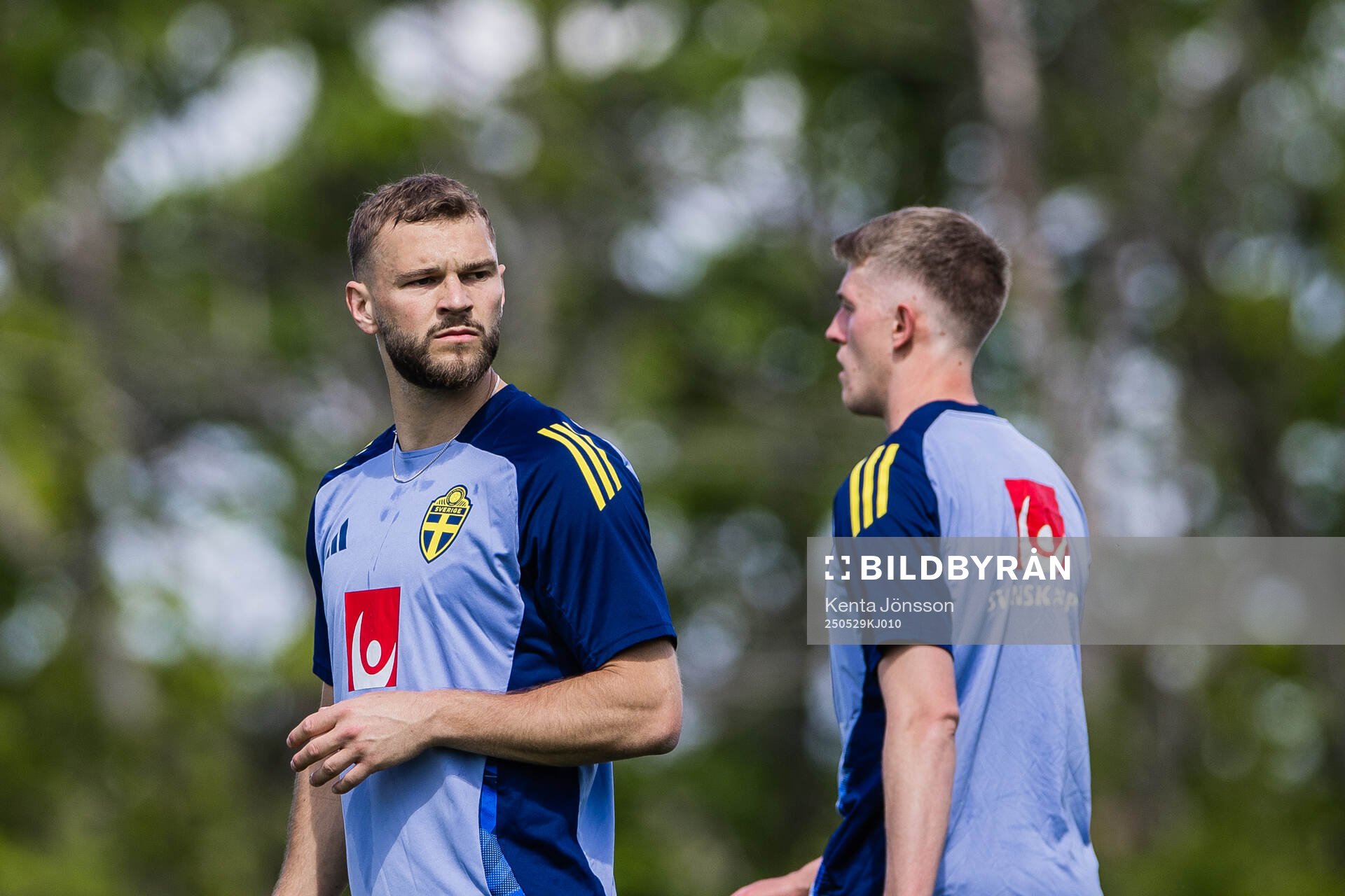 Jesper Karlström of the Swedish men's national football team during a training session on May 29, 2025 in Stockholm. 