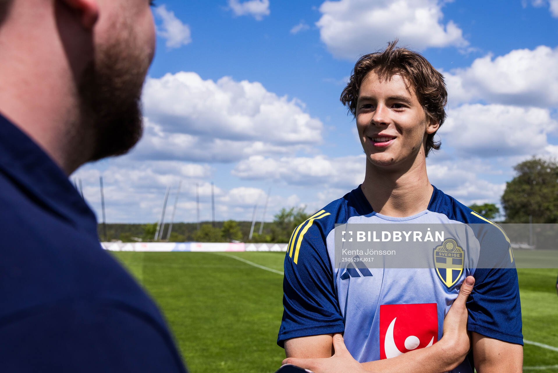 John Mellberg of the Swedish men's national football team during a training session on May 29, 2025 in Stockholm. 