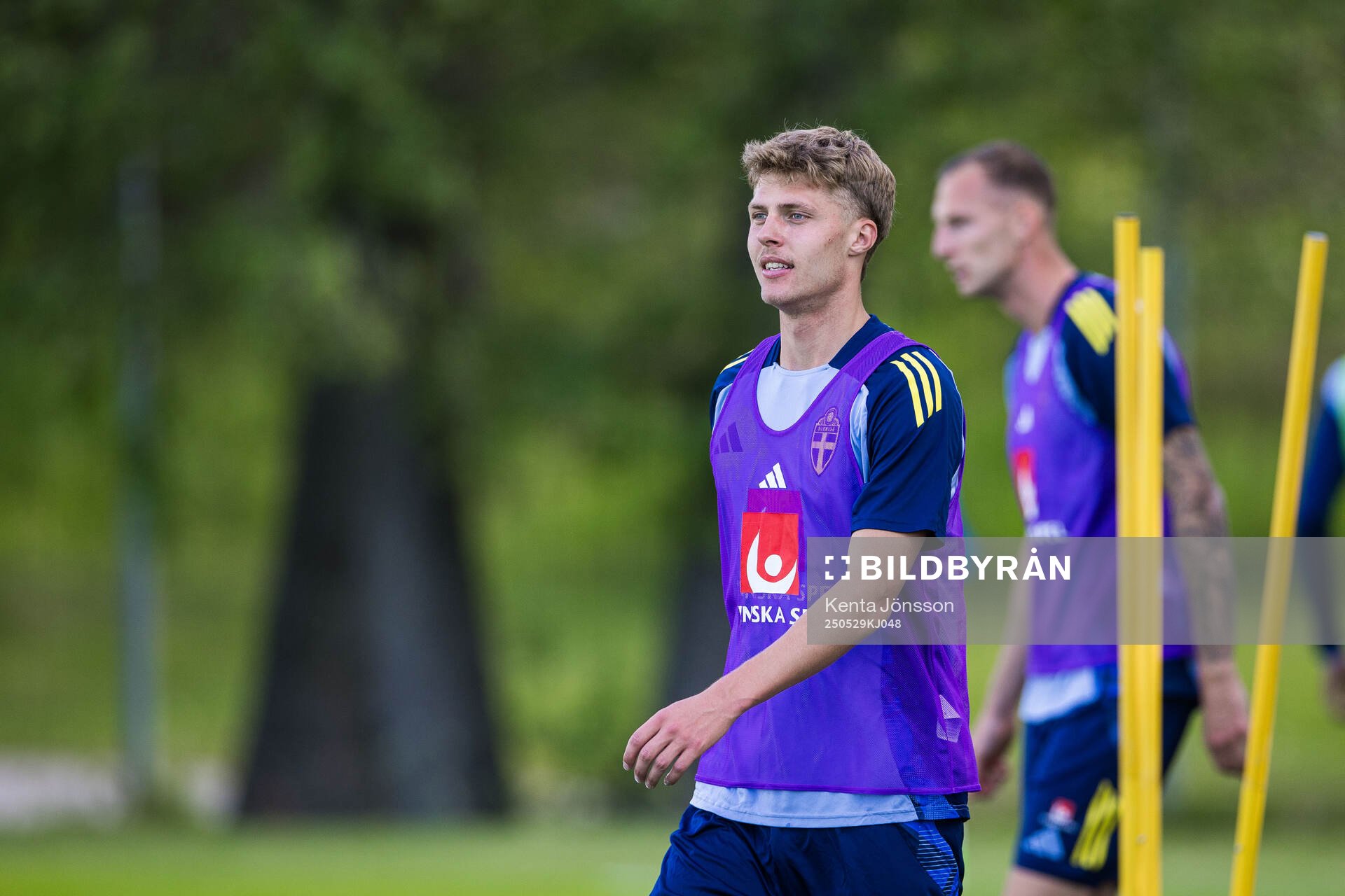 Lukas Björklund of the Swedish men's national football team during a training session on May 29, 2025 in Stockholm. 
