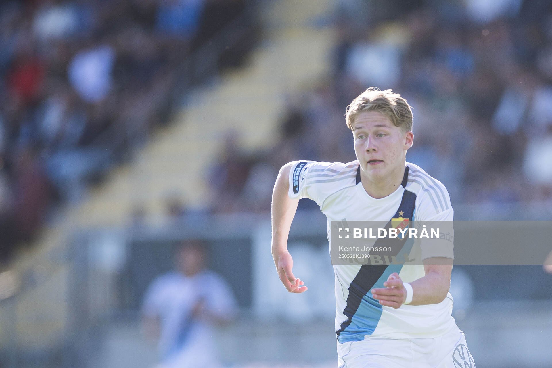 Djurgårdens Matias Siltanen under fotbollsmatchen i Allsvenskan mellan Brommapojkarna och Djurgården den 29 maj 2025 i Stockholm. 