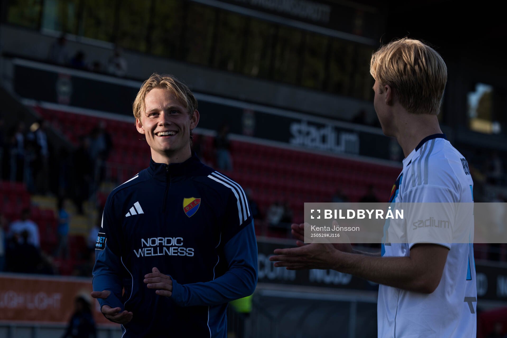 Djurgårdens Tobias Gulliksen jublar efter fotbollsmatchen i Allsvenskan mellan Brommapojkarna och Djurgården den 29 maj 2025 i Stockholm.