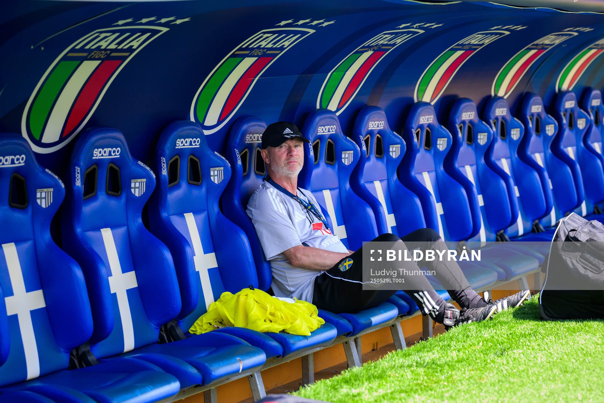 Head coach Peter Gerhardsson ahead of the Swedish women’s national football team during a training session on May 29, 2025 in Parma. 