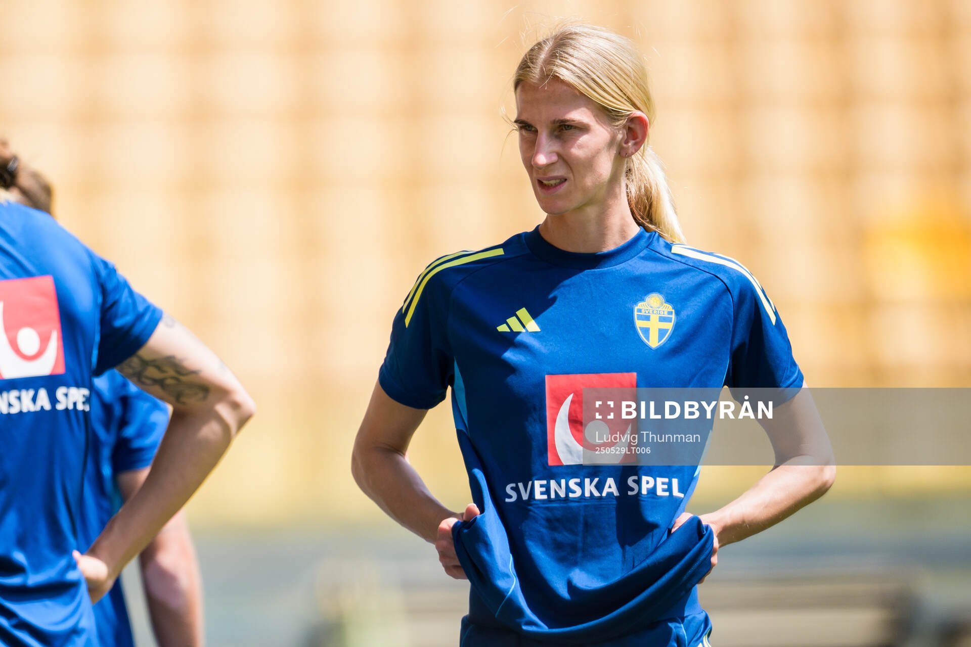 Sofia Jakobsson of the Swedish women’s national football team ahead of a training session on May 29, 2025 in Parma. 