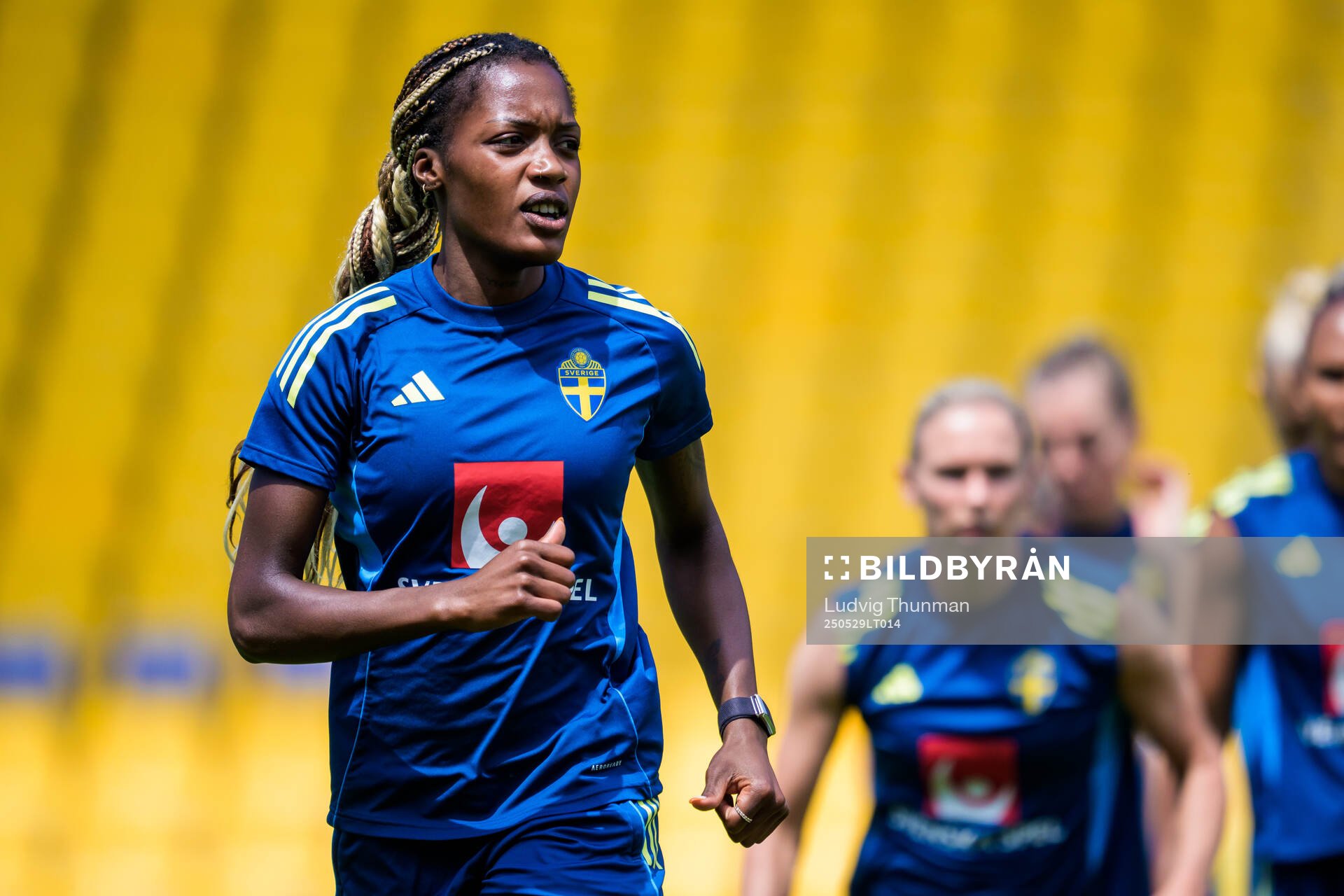 Evelyn Ijeh of the Swedish women’s national football team during a training session on May 29, 2025 in Parma. 