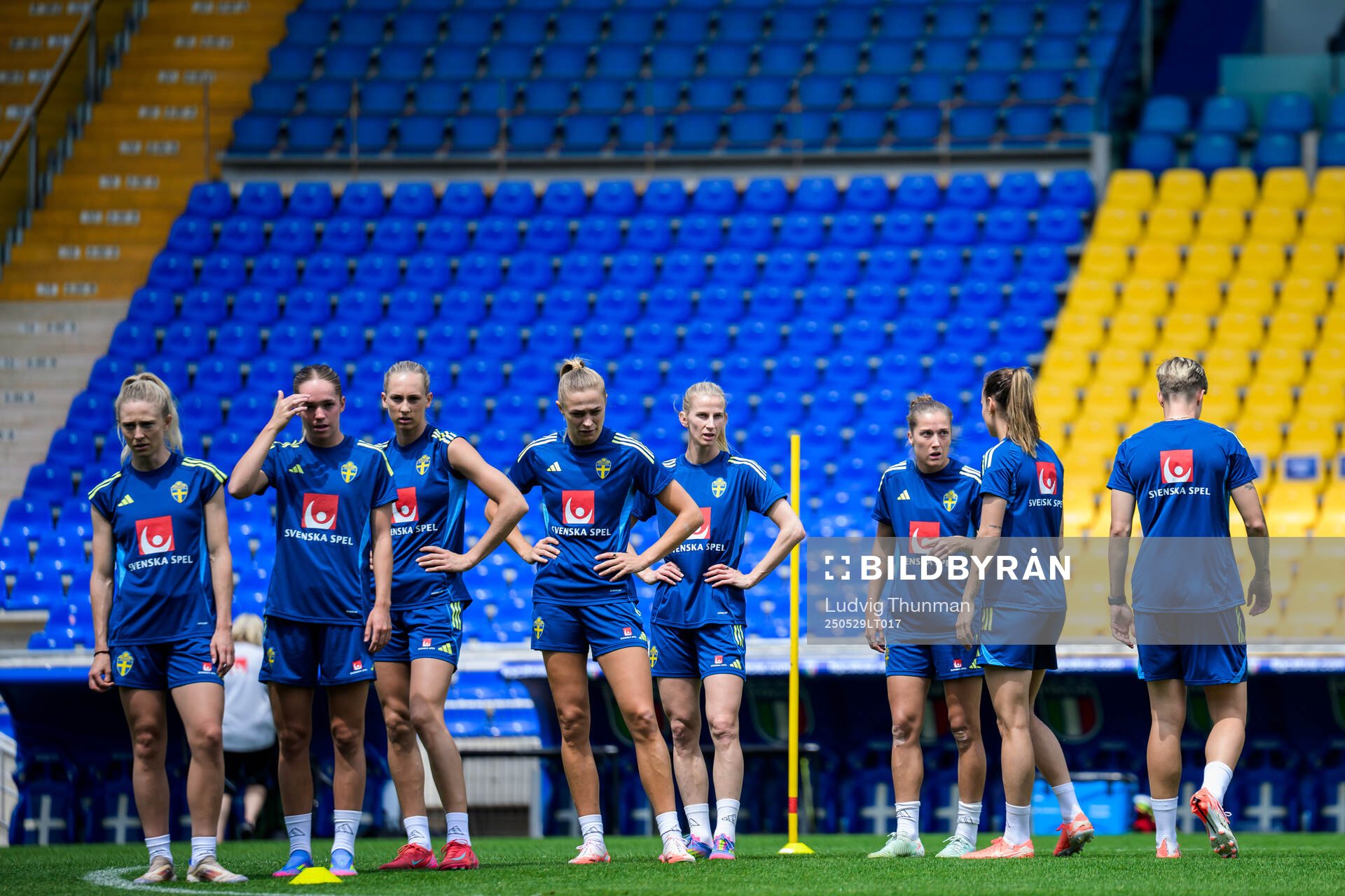 Players of the Swedish women’s national football team during a training session on May 29, 2025 in Parma. 