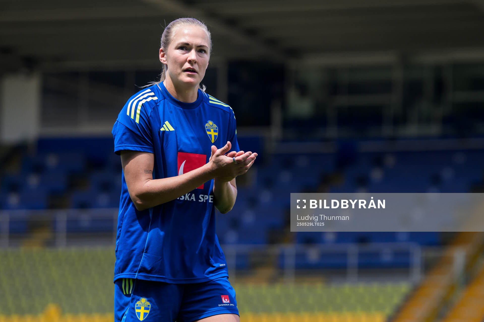 Magdalena Eriksson of the Swedish women’s national football team during a training session on May 29, 2025 in Parma. 