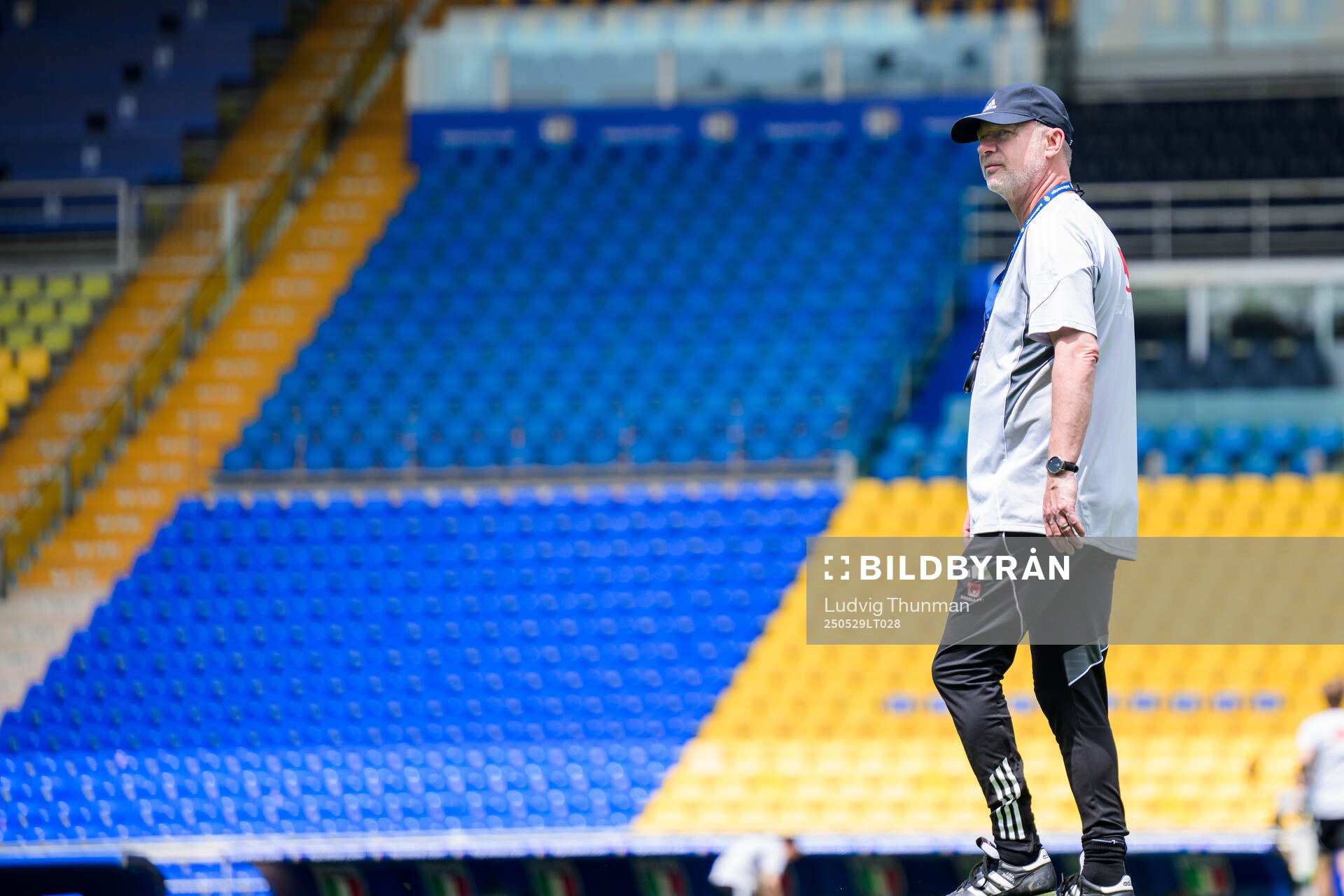 Head coach Peter Gerhardsson of the Swedish women’s national football team during a training session on May 29, 2025 in Parma. 