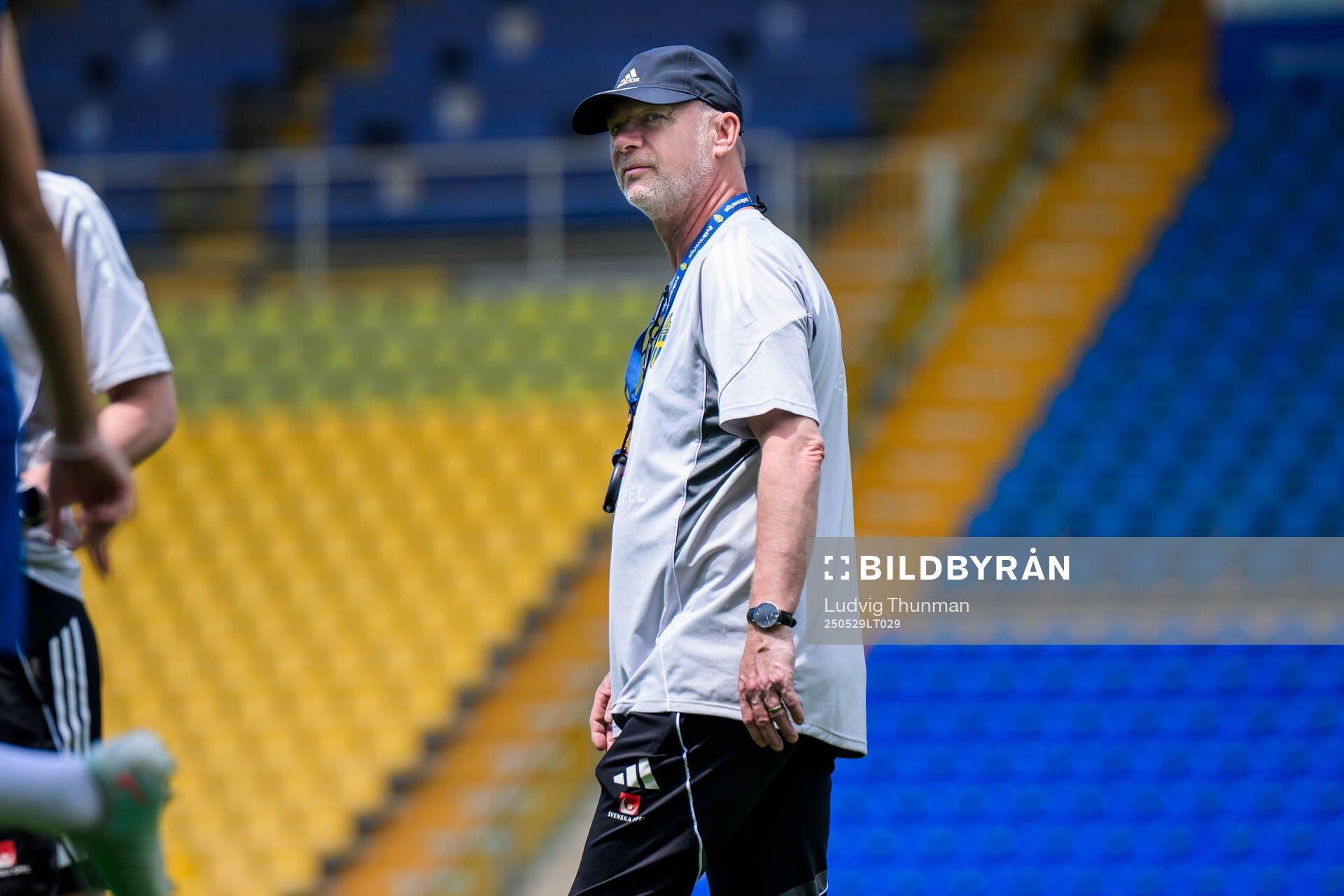 Head coach Peter Gerhardsson of the Swedish women’s national football team during a training session on May 29, 2025 in Parma. 