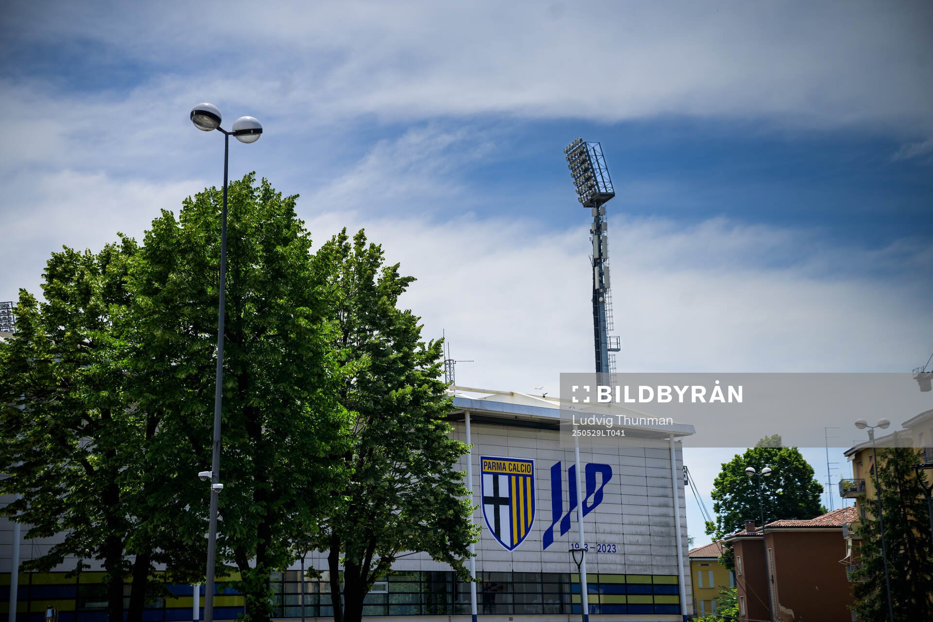Exterior view of of Stadio Ennio Tardini ahead of a training session on May 29, 2025 in Parma. 