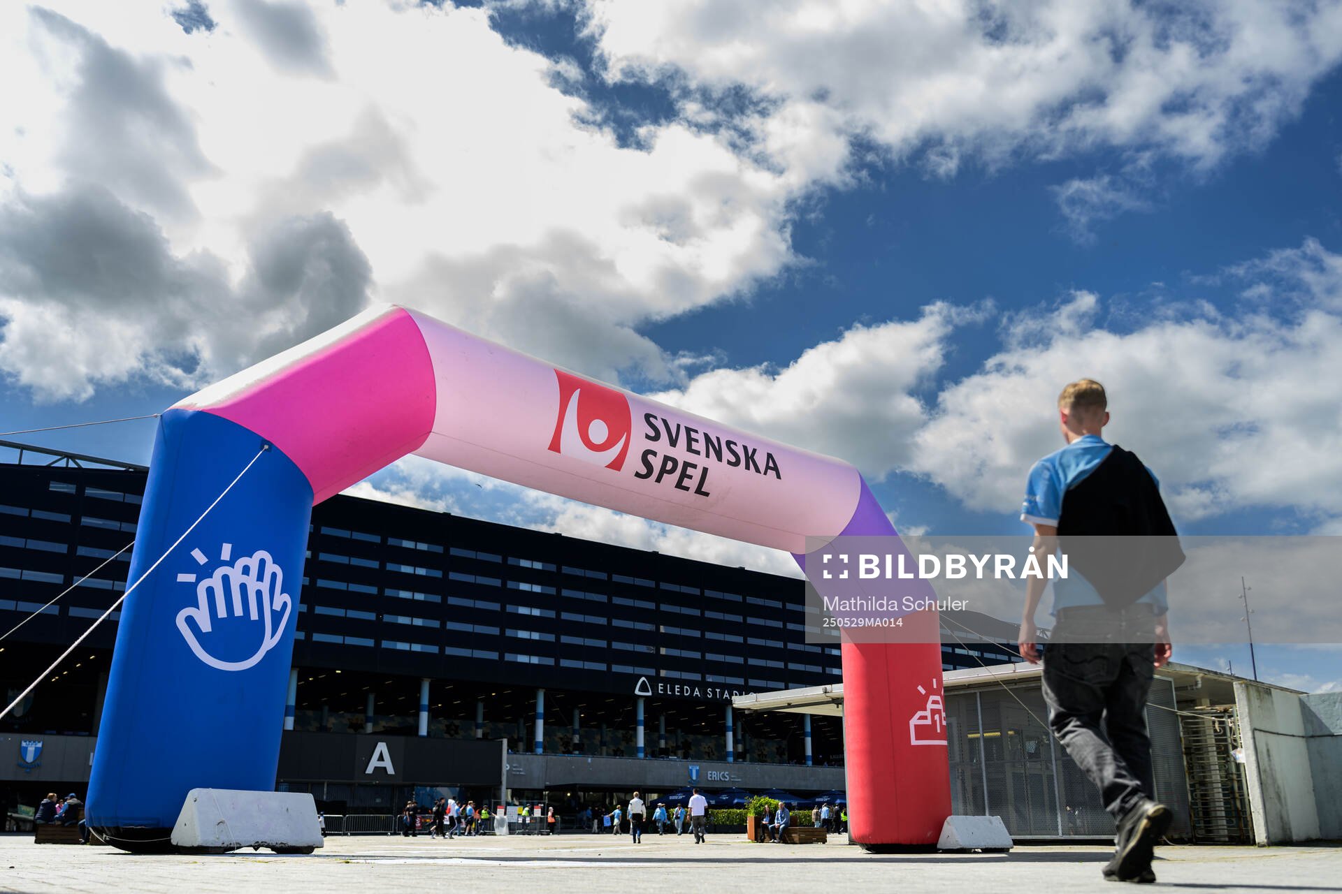 Eleda Stadion bakom en Svenska spel båge inför finalen i Svenska Cupen mellan Malmö FF och Häcken den 29 maj 2025 i Malmö. 