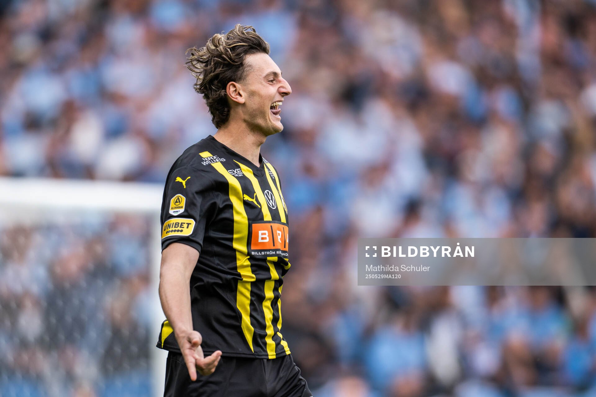 Häckens Silas Andersen jublar efter finalen i Svenska Cupen mellan Malmö FF och Häcken den 29 maj 2025 i Malmö. 