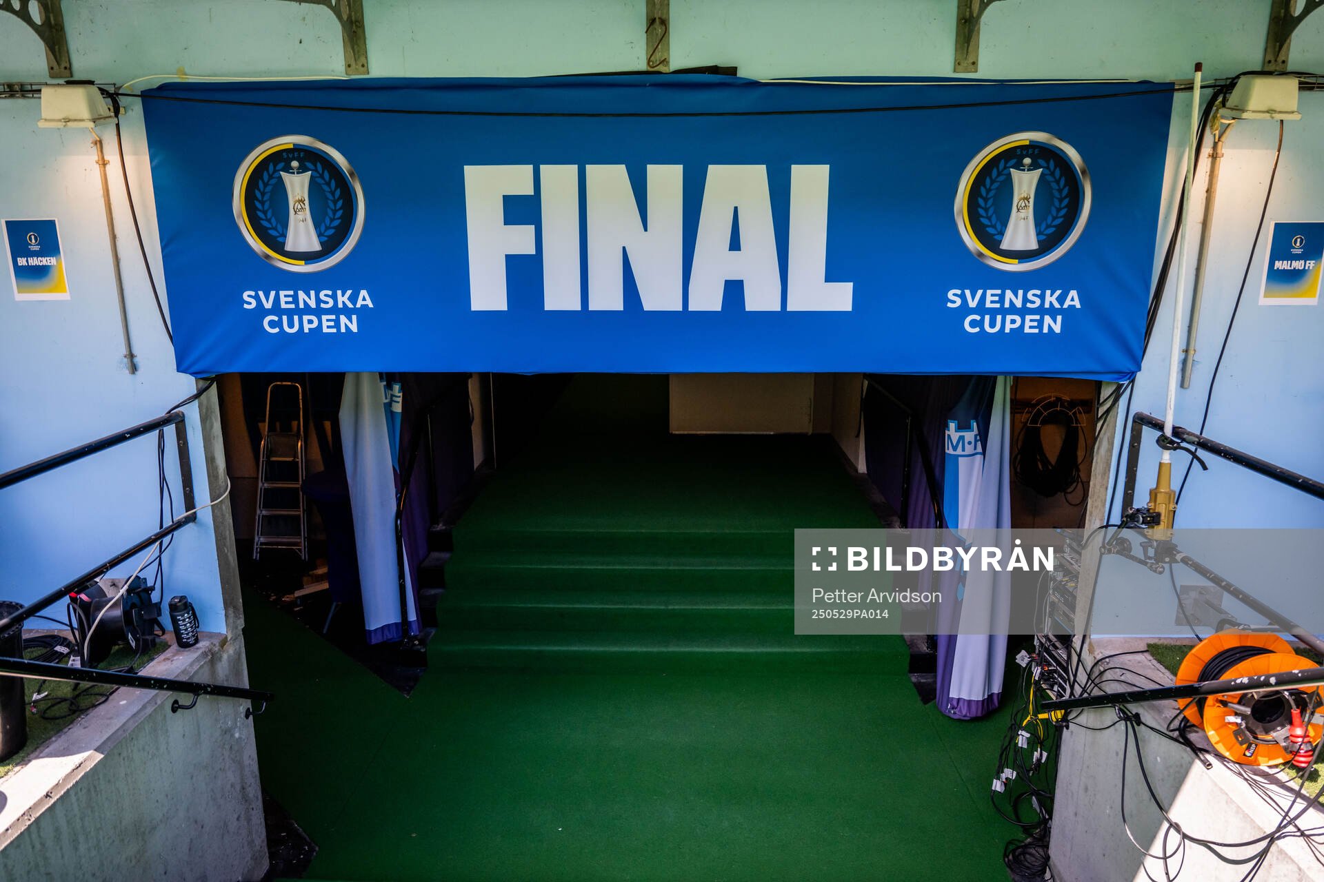Svenska Cupen logotyp på Eleda Stadion inför finalen i Svenska Cupen mellan Malmö FF och Häcken den 29 maj 2025 i Malmö. 