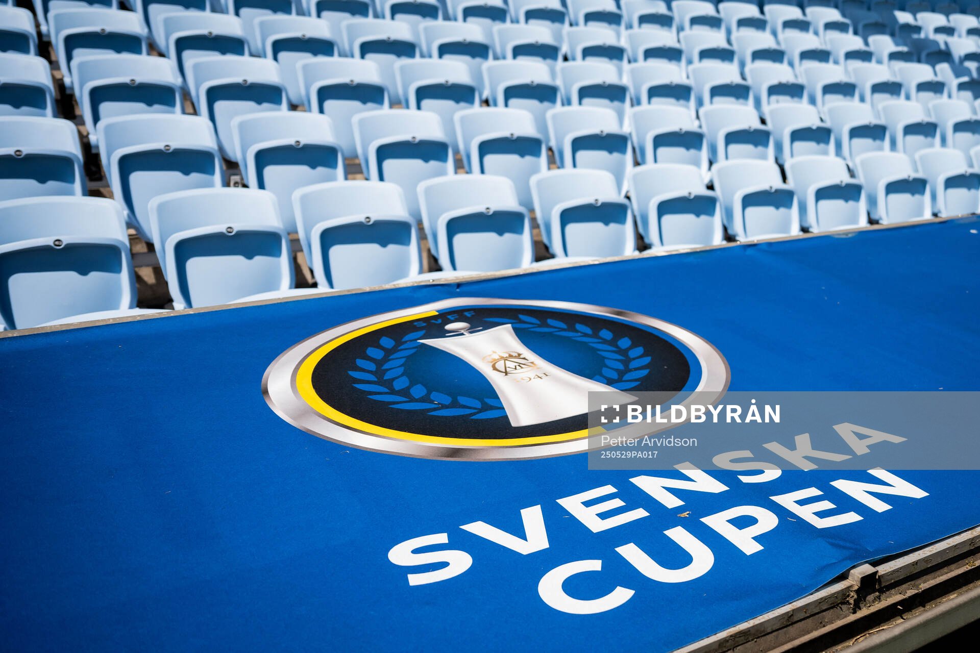Svenska Cupen logotyp på Eleda Stadion inför finalen i Svenska Cupen mellan Malmö FF och Häcken den 29 maj 2025 i Malmö. 