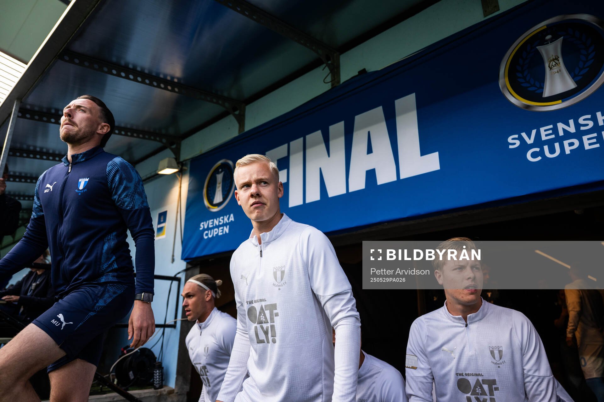 Malmö FFs Otto Rosengren och Nils Zätterström under finalen i Svenska Cupen mellan Malmö FF och Häcken den 29 maj 2025 i Malmö. 