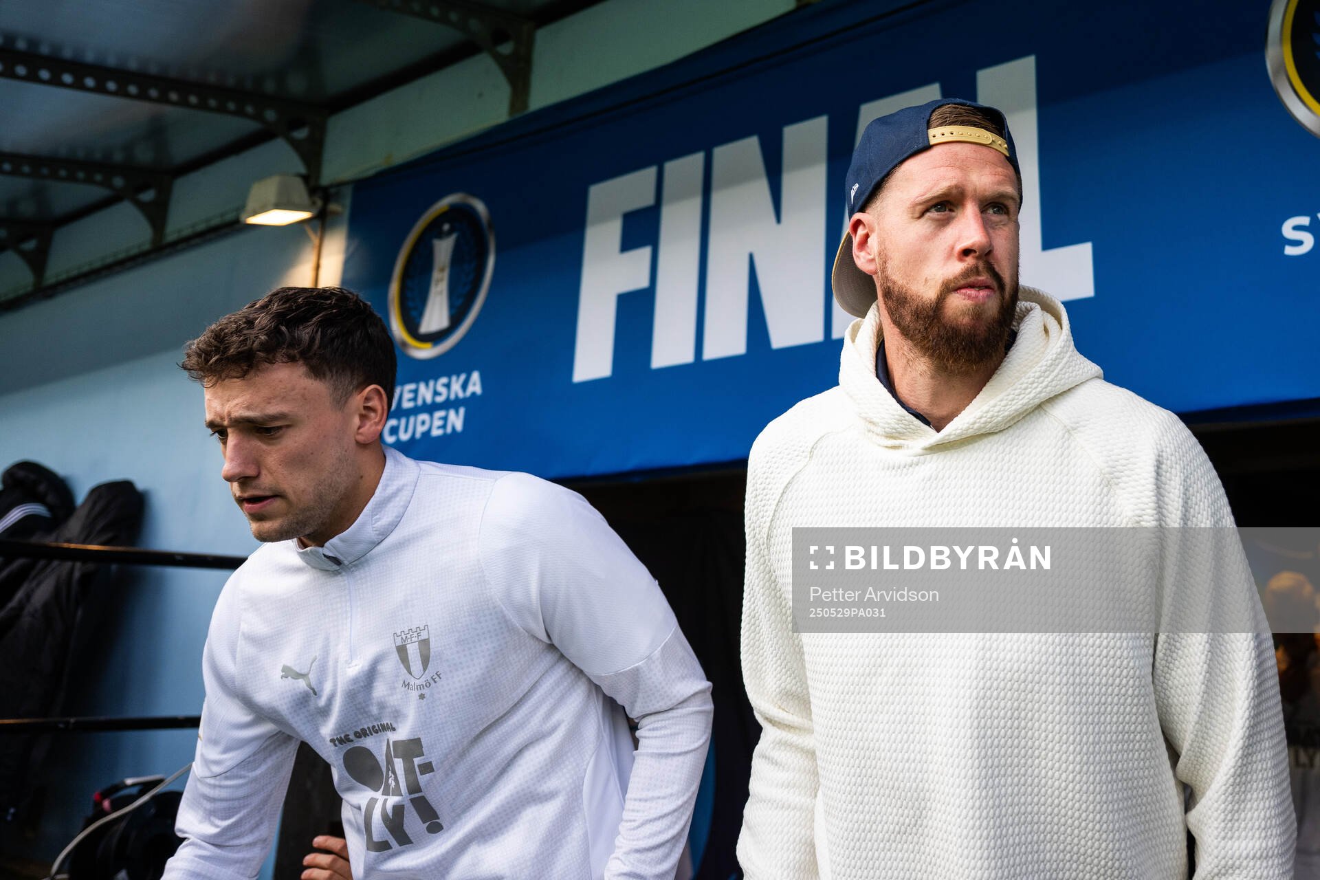 Malmö FFs Colin Rösler och Pontus Jansson inför finalen i Svenska Cupen mellan Malmö FF och Häcken den 29 maj 2025 i Malmö. 