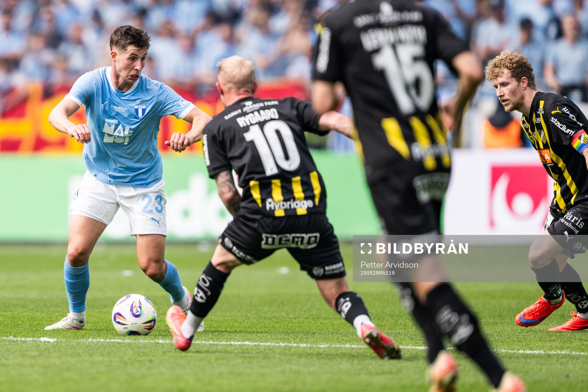 Malmö FFs Lasse Berg Johnsen under finalen i Svenska Cupen mellan Malmö FF och Häcken den 29 maj 2025 i Malmö. 