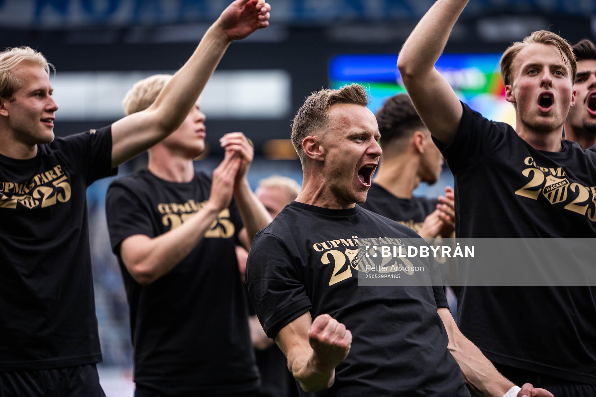 Häckens Marius Lode jublar efter finalen i Svenska Cupen mellan Malmö FF och Häcken den 29 maj 2025 i Malmö. 