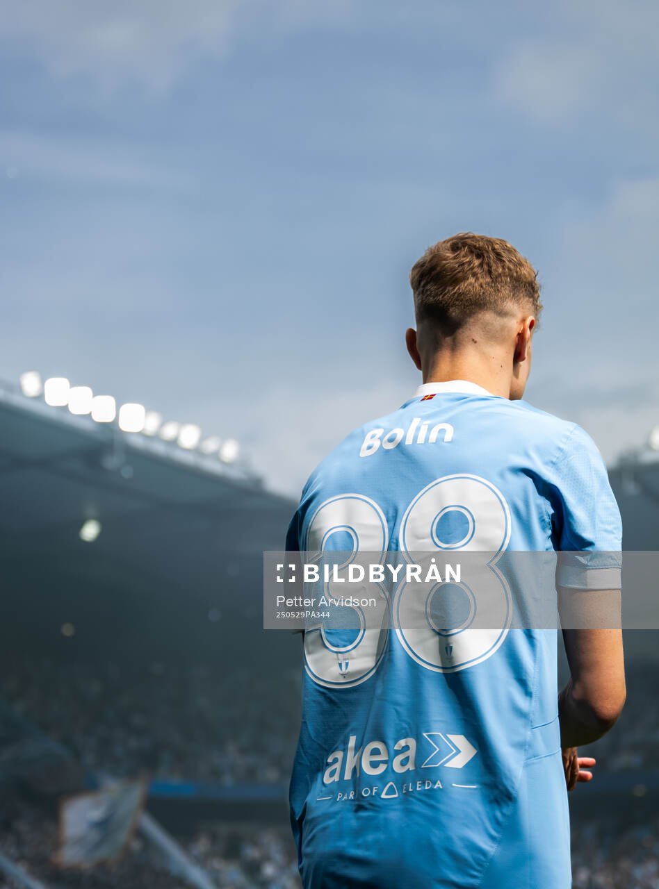 Malmö FFs Hugo Bolin inför finalen i Svenska Cupen mellan Malmö FF och Häcken den 29 maj 2025 i Malmö. 