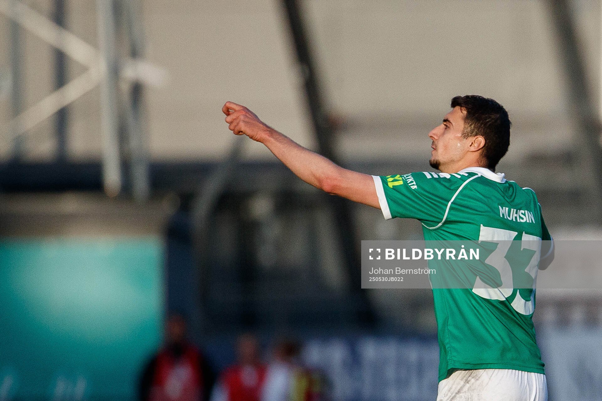 Brages Amar Muhsin jublar efter 2-2 under fotbollsmatchen i Superettan mellan Örebro och Brage den 30 maj 2025 i Örebro. 