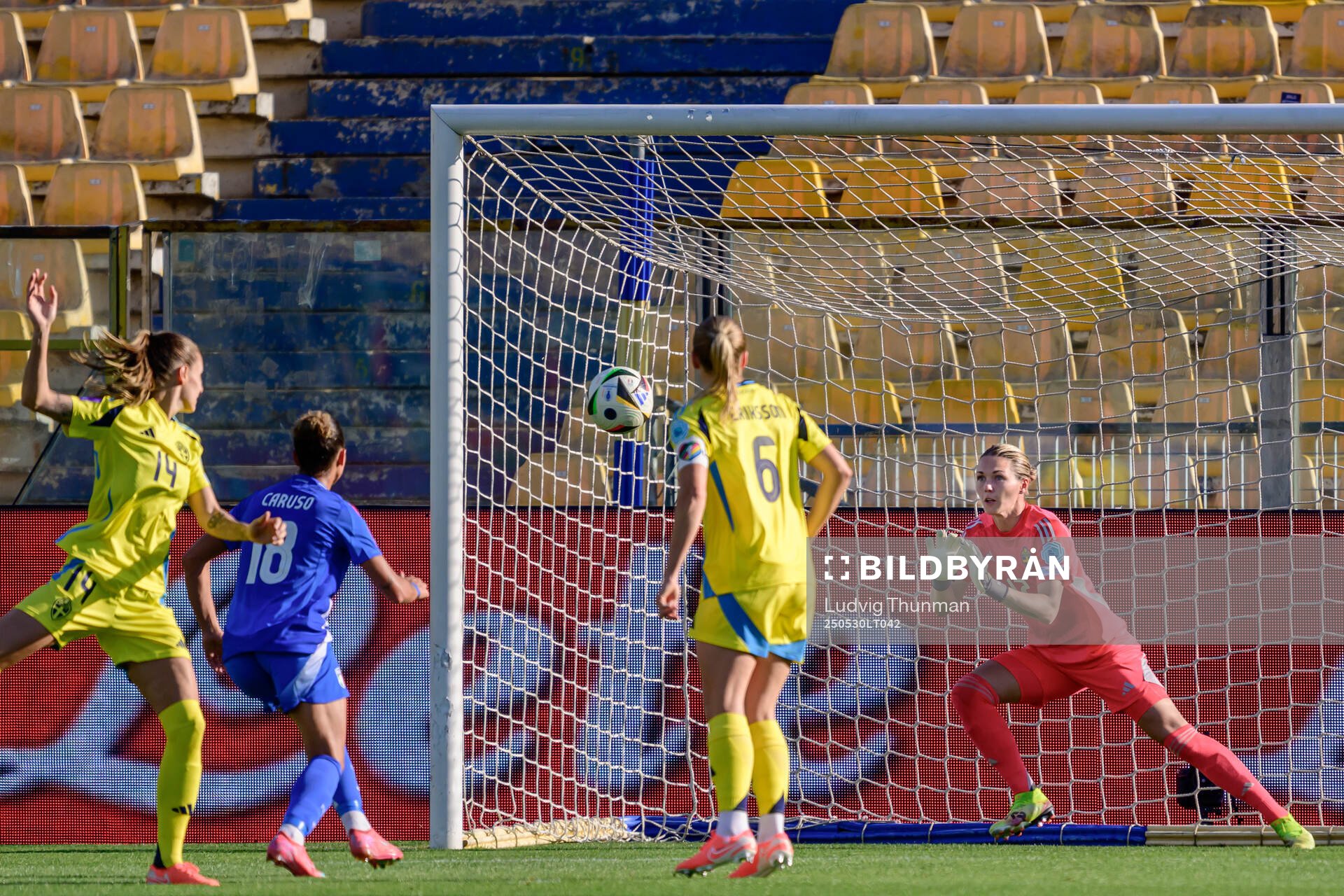 Goalkeeper Jennifer Falk of Sweden during the Women's Nations League football match between Italy and Sweden on May 30, 2025 in Parma.