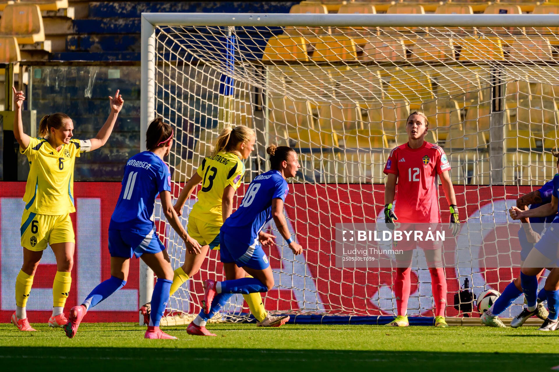 Disallowed offside goal behind Magdalena Eriksson and