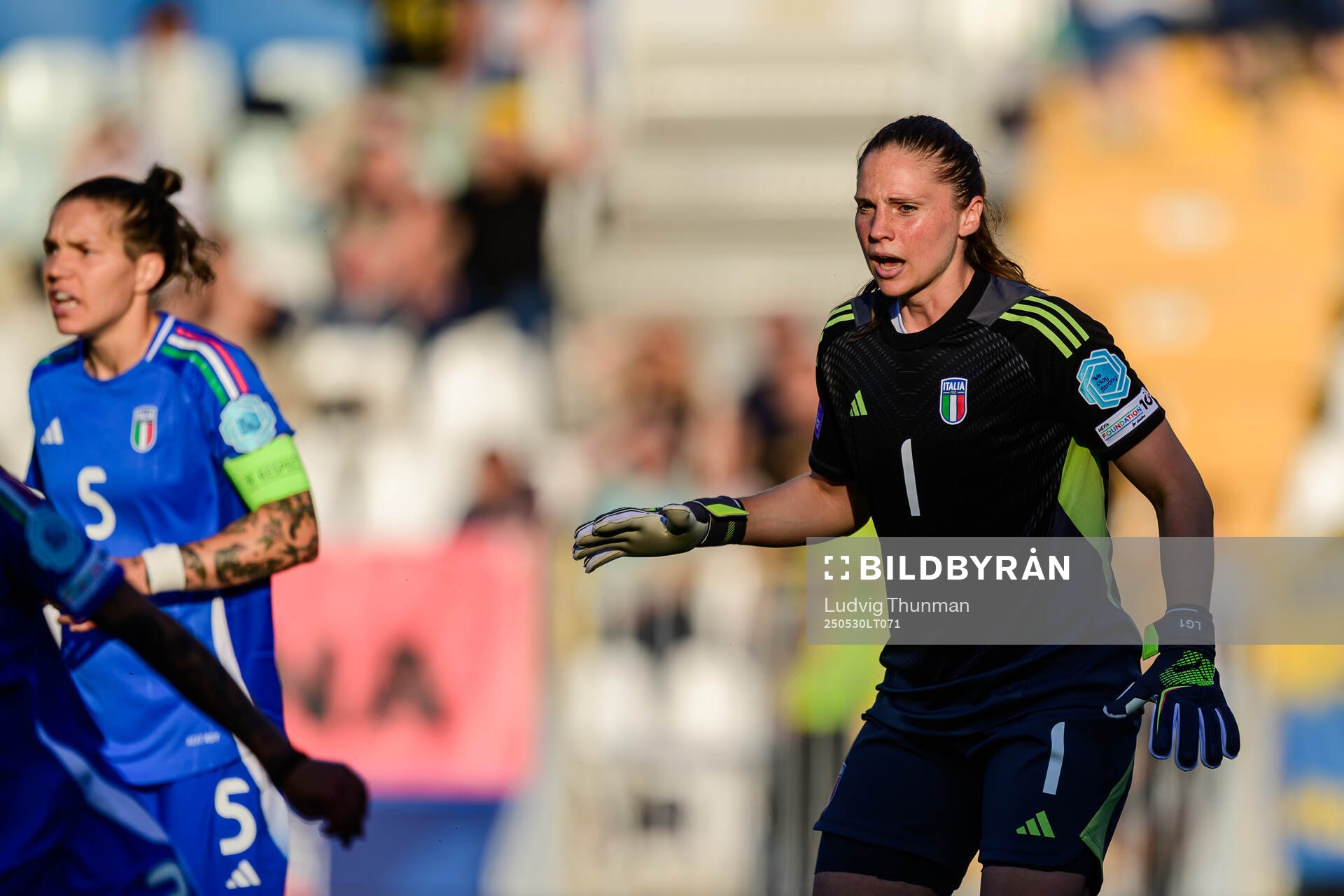 Goalkeeper Laura Giuliani of Italy during the Women's Nations League football match between Italy and Sweden on May 30, 2025 in Parma.