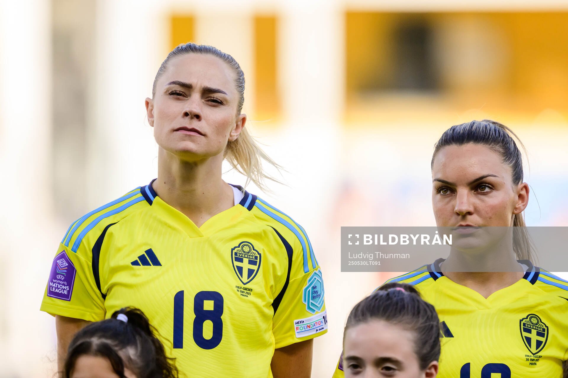 Fridolina Rolfö and Johanna Rytting Kaneryd of Sweden ahead of the Women's Nations League football match between Italy and Sweden on May 30, 2025 in Parma. 
