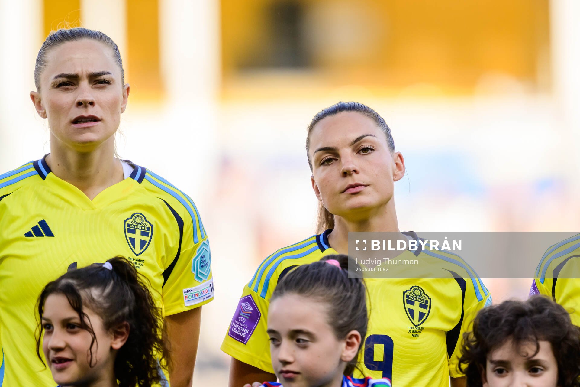 Fridolina Rolfö and Johanna Rytting Kaneryd of Sweden ahead of the Women's Nations League football match between Italy and Sweden on May 30, 2025 in Parma.