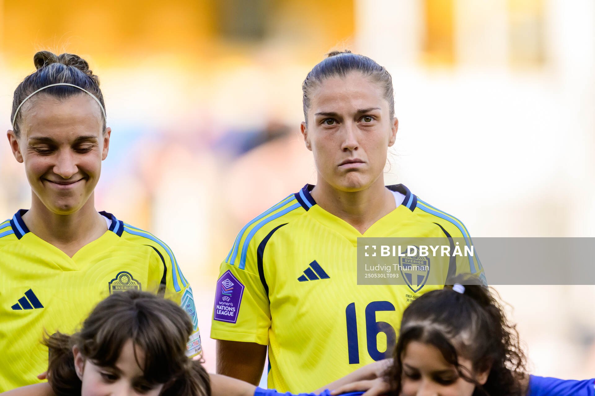 Julia Zigiotti Olme and Filippa Angeldahl of Sweden ahead of the Women's Nations League football match between Italy and Sweden on May 30, 2025 in Parma.