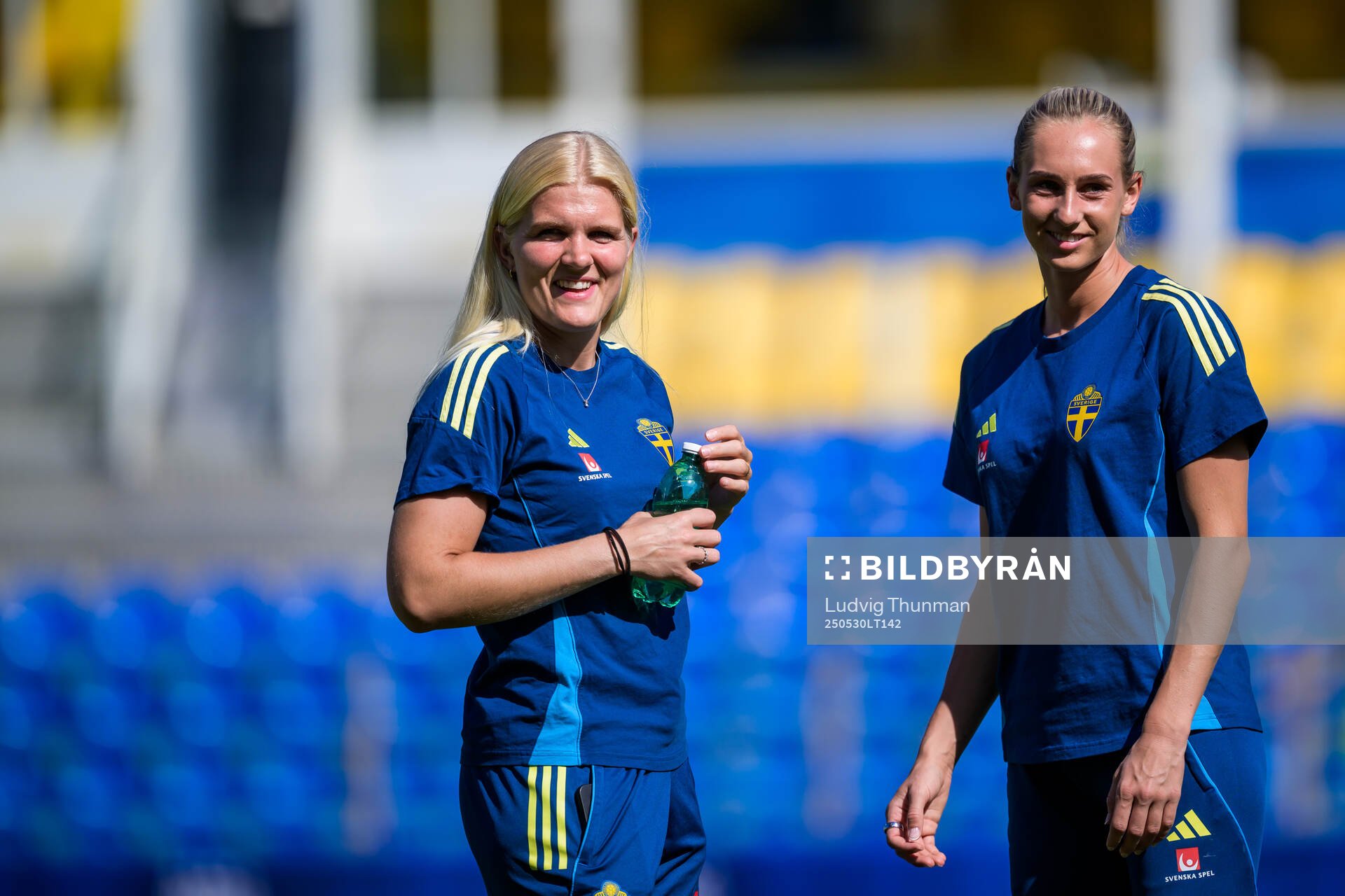 Goalkeeper Emma Holmgren and Ellen Wangerheim of Sweden ahead of the Women's Nations League football match between Italy and Sweden on May 30, 2025 in Parma.