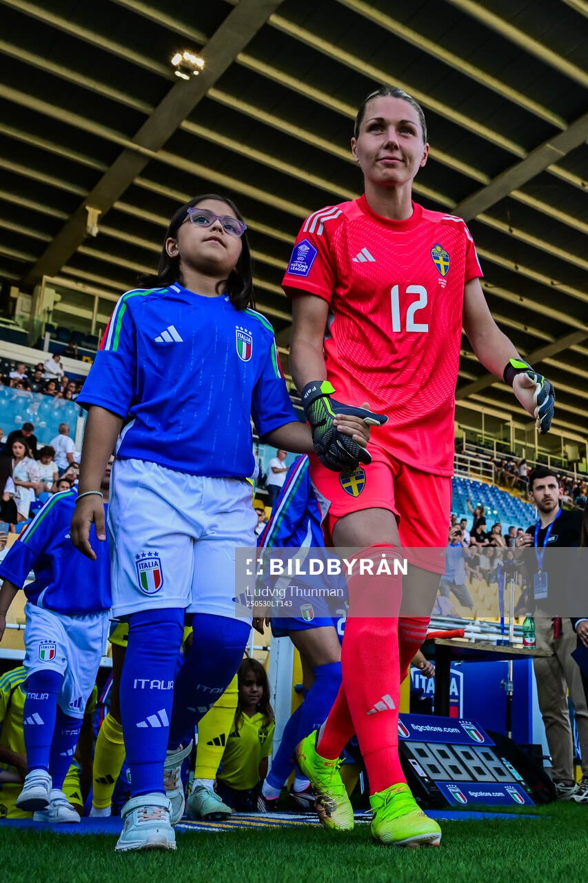 Goalkeeper Jennifer Falk of Sweden ahead of the Women's Nations League football match between Italy and Sweden on May 30, 2025 in Parma.