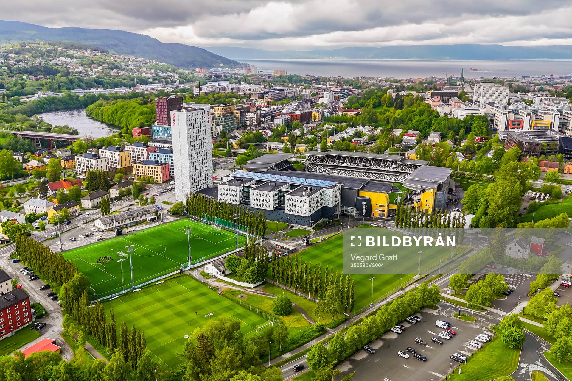 General view of Lerkendal stadion ahead of the UEFA Women’s Nations League football match between Norway and Iceland on May 30, 2025 in Trondheim.