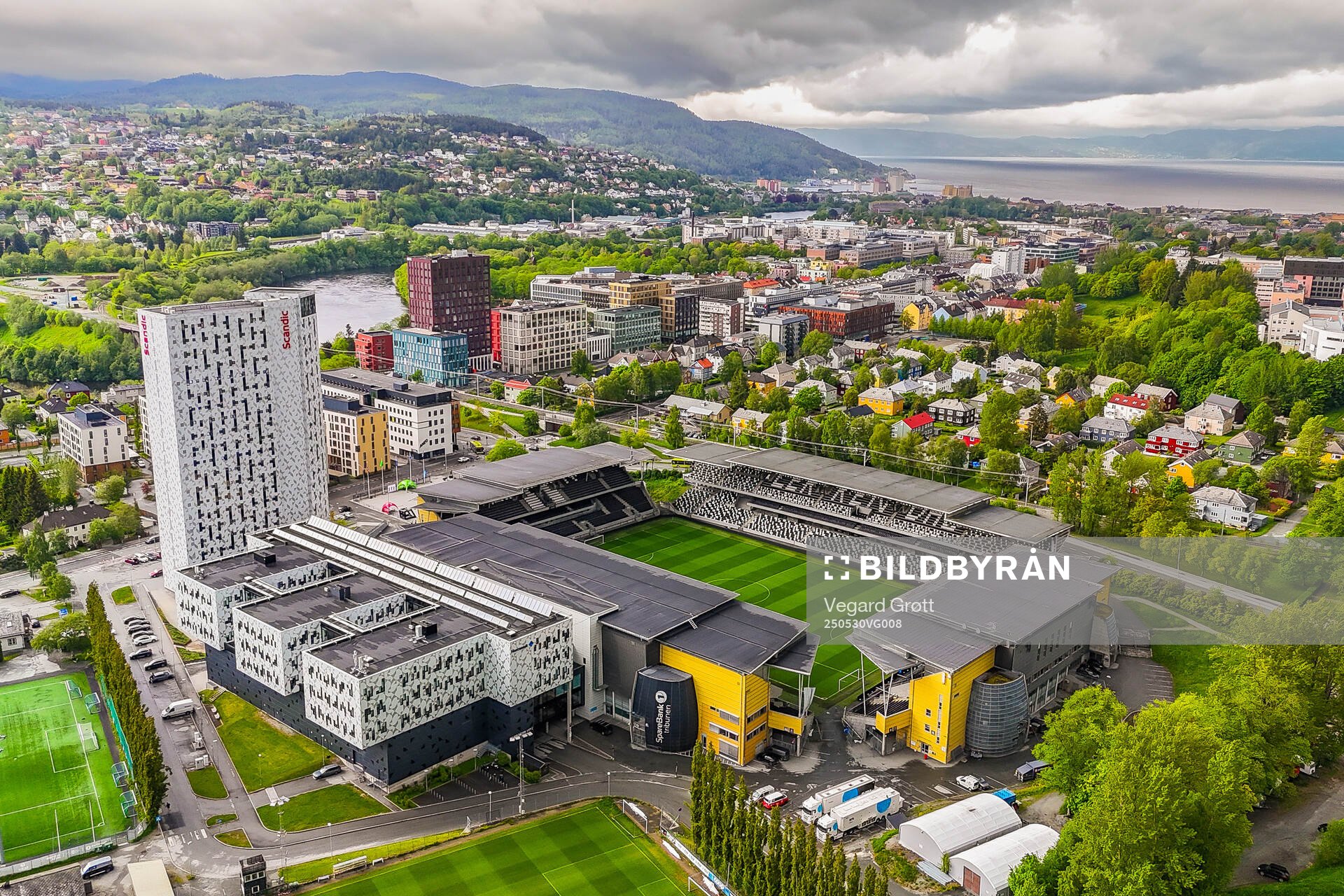 General view of Lerkendal stadion ahead of the UEFA Women’s Nations League football match between Norway and Iceland on May 30, 2025 in Trondheim.