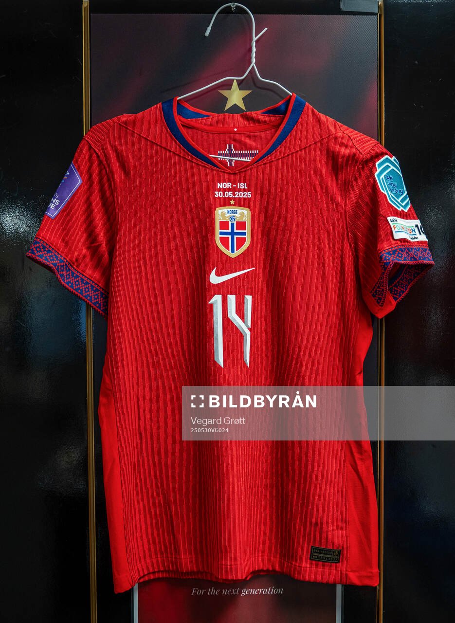 The kit of Ada Hegerberg of Norway in the dressing room ahead of the UEFA Women’s Nations League football match between Norway and Iceland on May 30, 2025 in Trondheim.